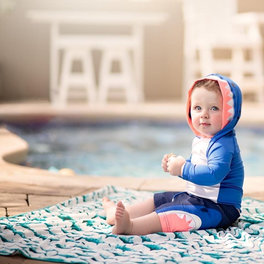 Shark Attack Splash Mat - A Waterproof Catch-All for Highchair Spills and More! BapronBaby