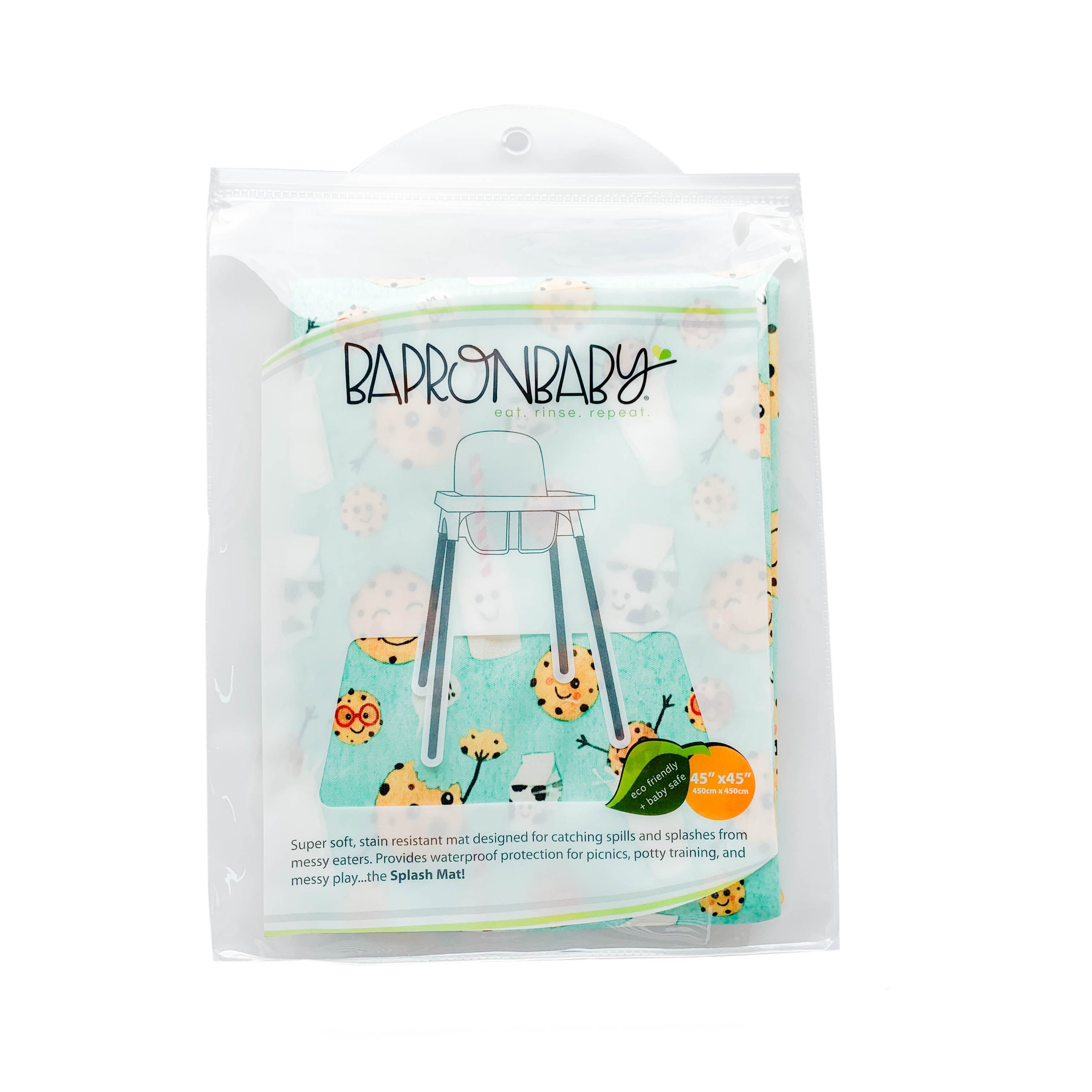 Cookies & Milk Splash Mat - A Waterproof Catch-All for Highchair Spills and More! BapronBaby