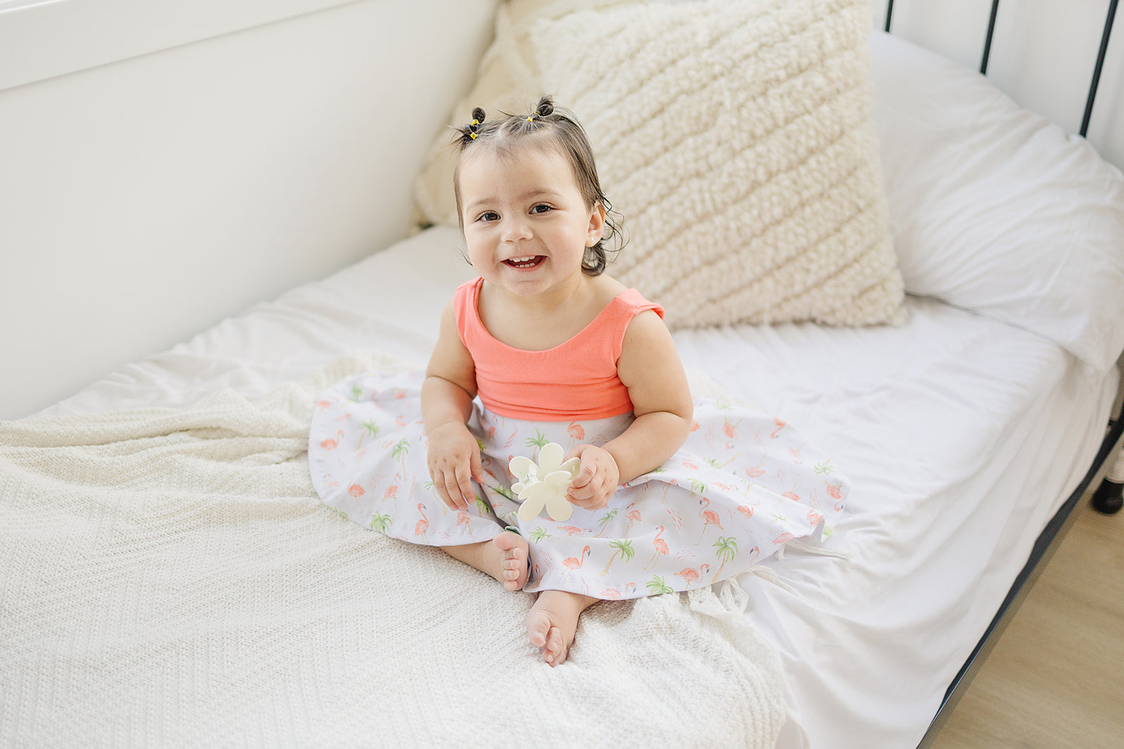 Peach Flamingo Twirl Dress (Peach Bodice) Dress doodle & jack