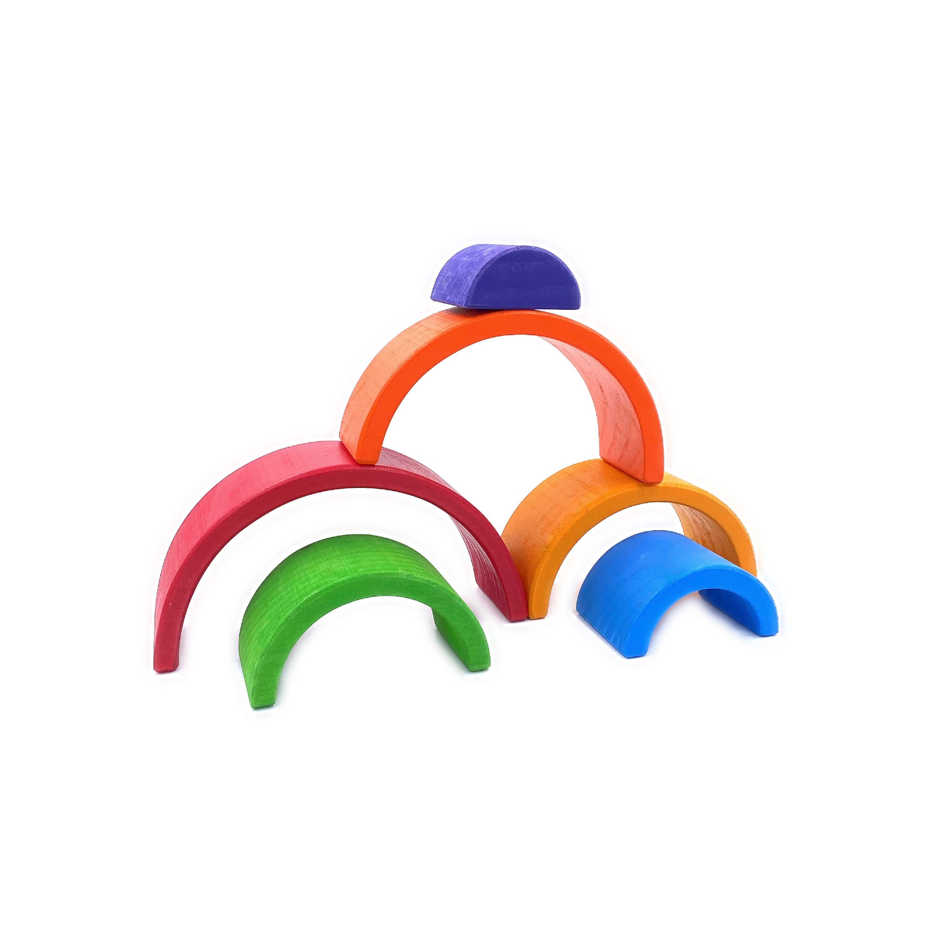 **Pre-order (Ships in 2-3 Weeks)**6 Pcs Small Rainbow Stacking Blocks in Primary Colors