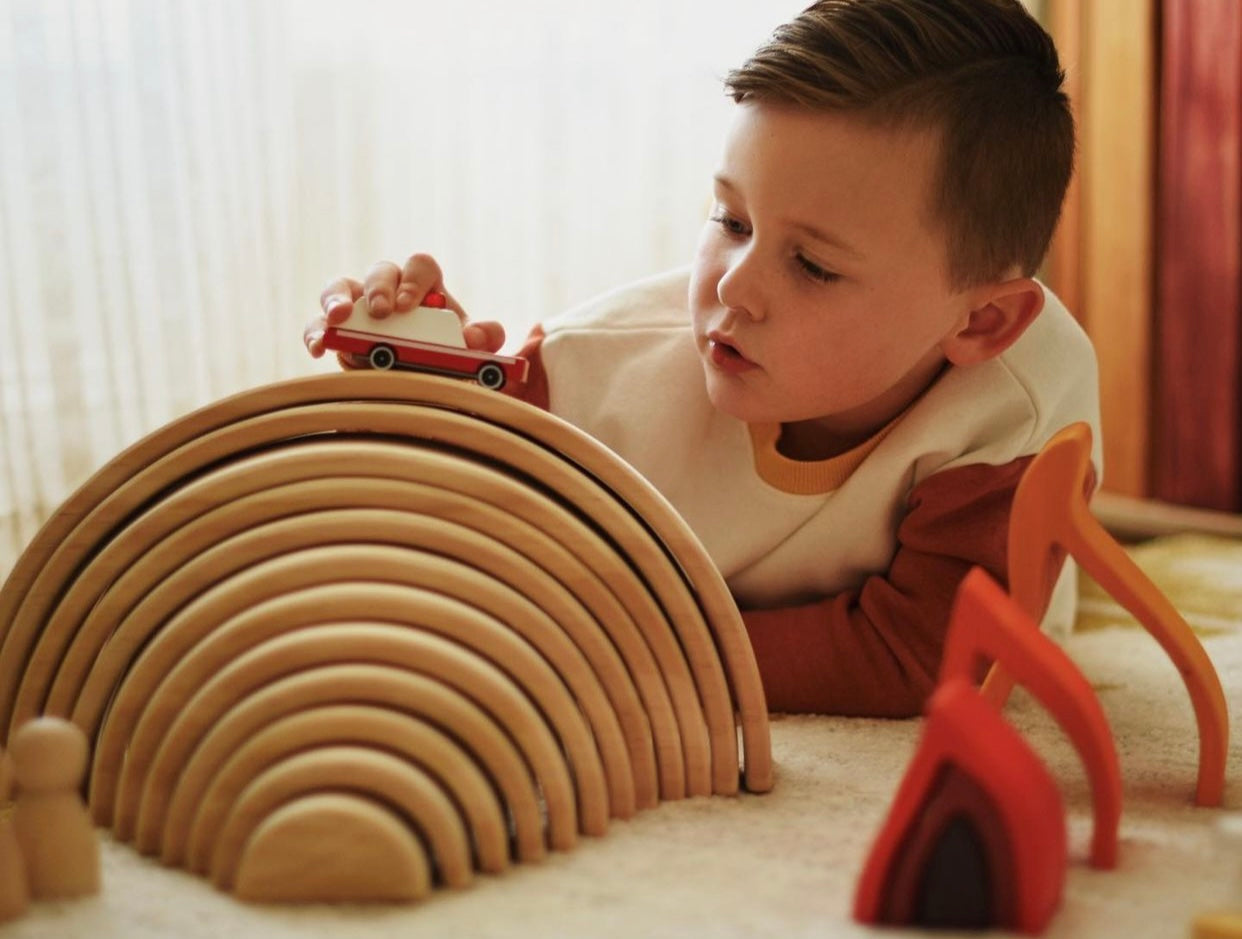 **Pre-order (Ships in 2-3 Weeks)**12 Pcs Pine Wood Natural Wooden Large Rainbow Stacking Blocks