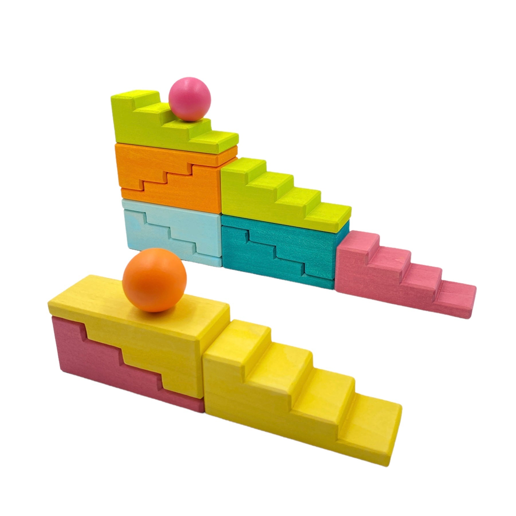 **Pre-Order (Ships in 2–3 Weeks)**12-Piece Stained Stepped Roof Building Block Set — Pastel / Macaron Colors