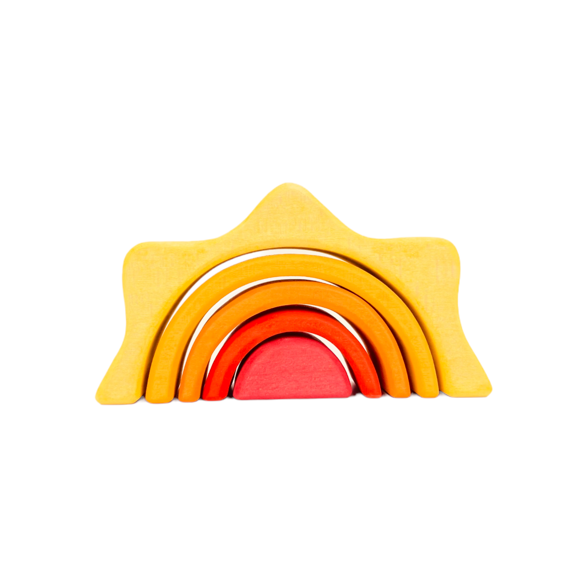 **Pre-order (Ships in 2-3 Weeks)**5-Piece Stained Mini Wooden Sun Rainbow Stacker