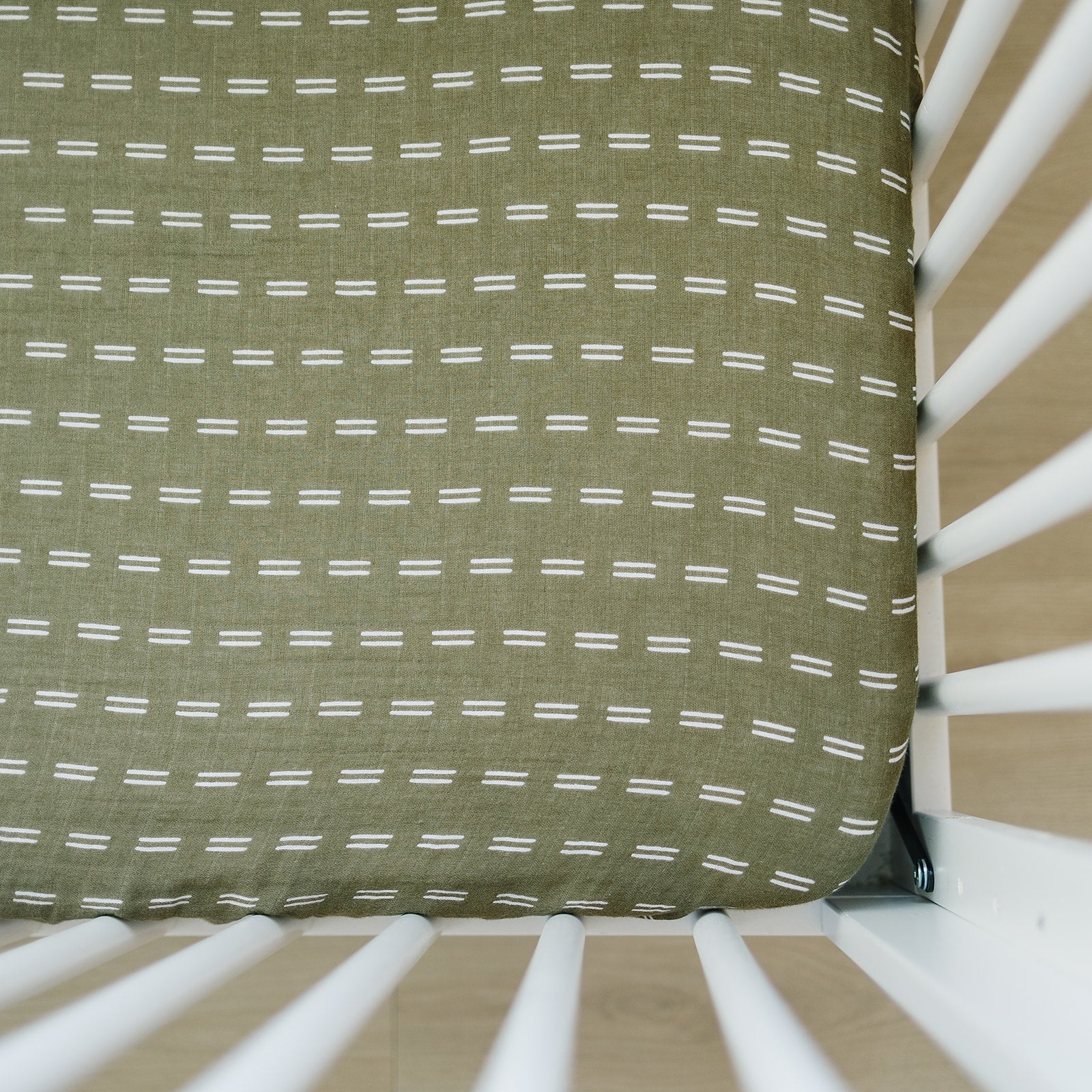 Olive Strokes Muslin Crib Sheet Mebie Baby
