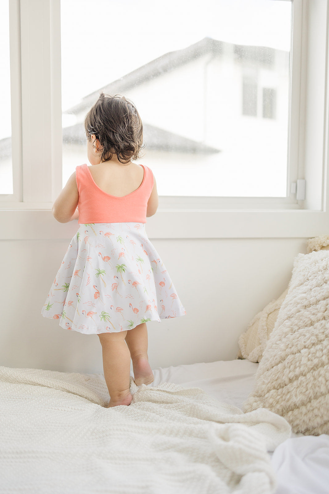 Peach Flamingo Twirl Dress (Peach Bodice) Dress doodle & jack