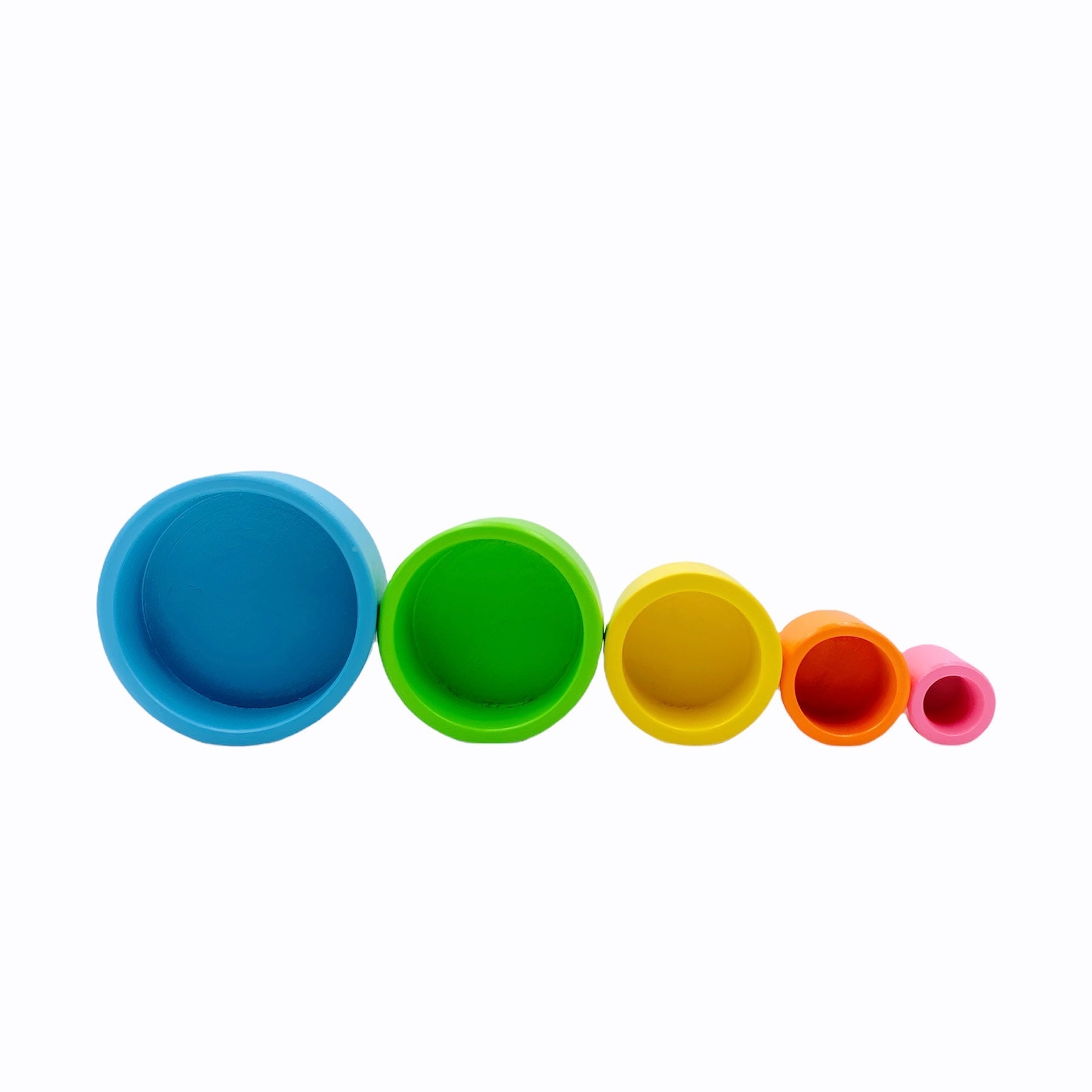 **Pre-order (Ships in 2-3 Weeks)**5 Pcs Wooden Stacking & Nesting Cup Bowl Set – Pastel / Macaron