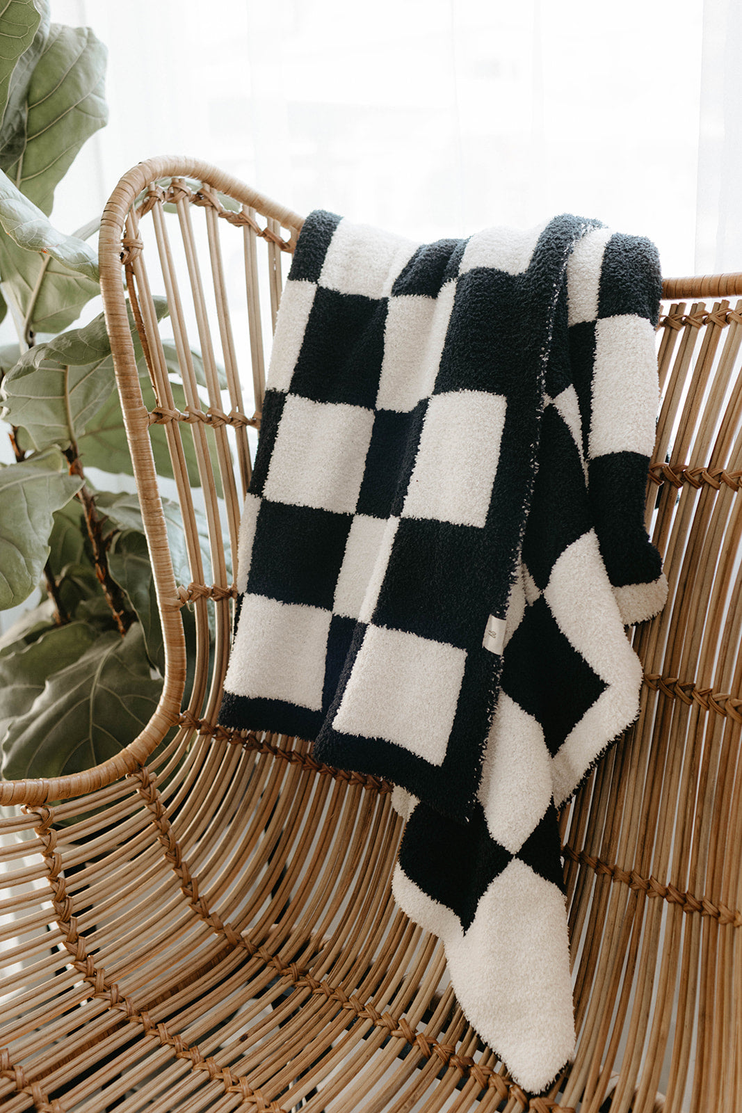 Plush Blanket | Black & White Checkerboard