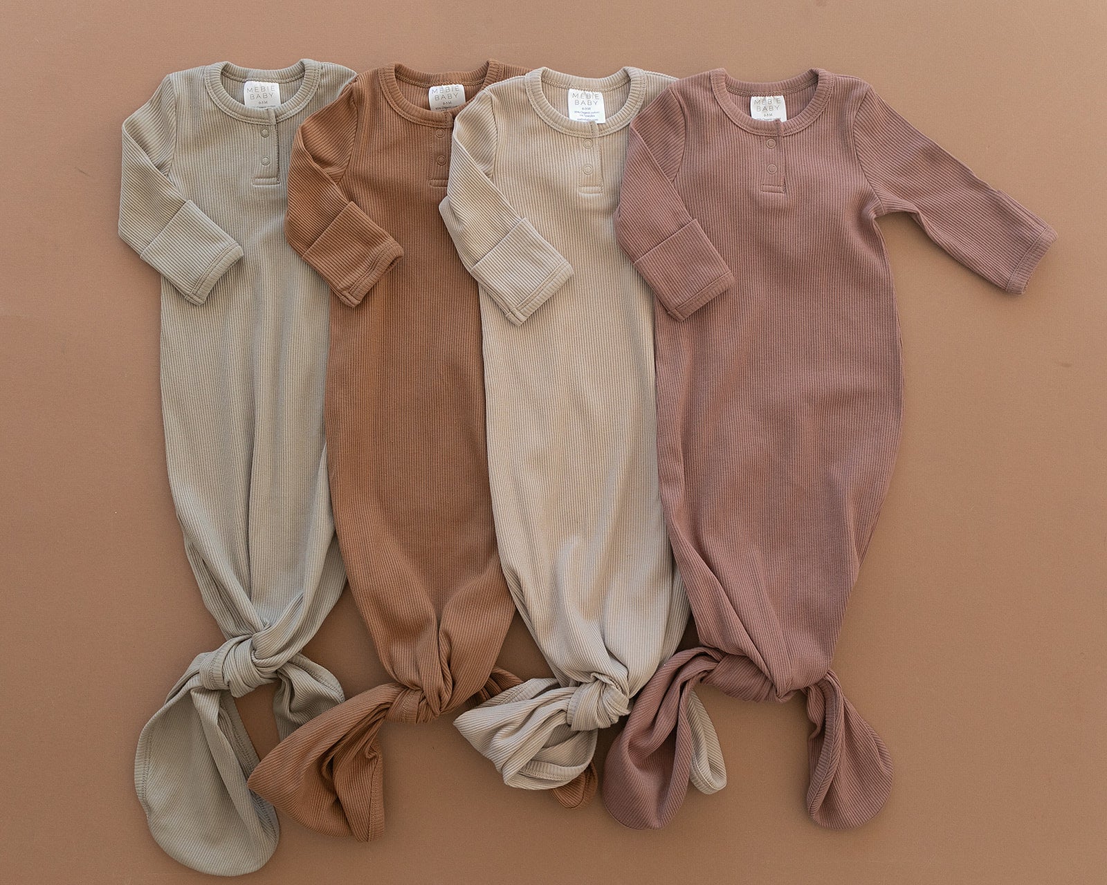 Dusty Rose Organic Cotton Ribbed Knot Gown Mebie Baby