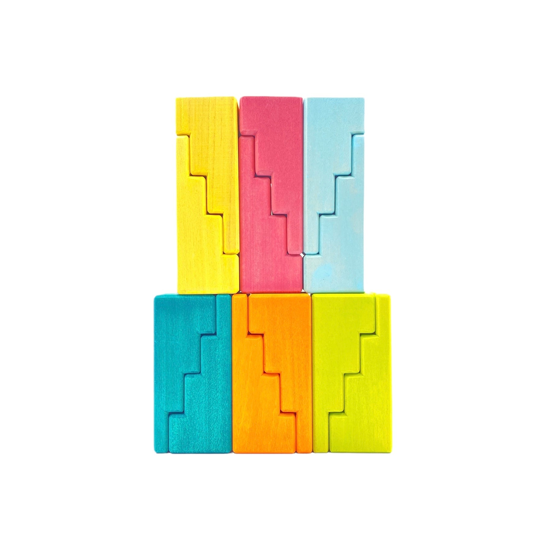 **Pre-Order (Ships in 2–3 Weeks)**12-Piece Stained Stepped Roof Building Block Set — Pastel / Macaron Colors