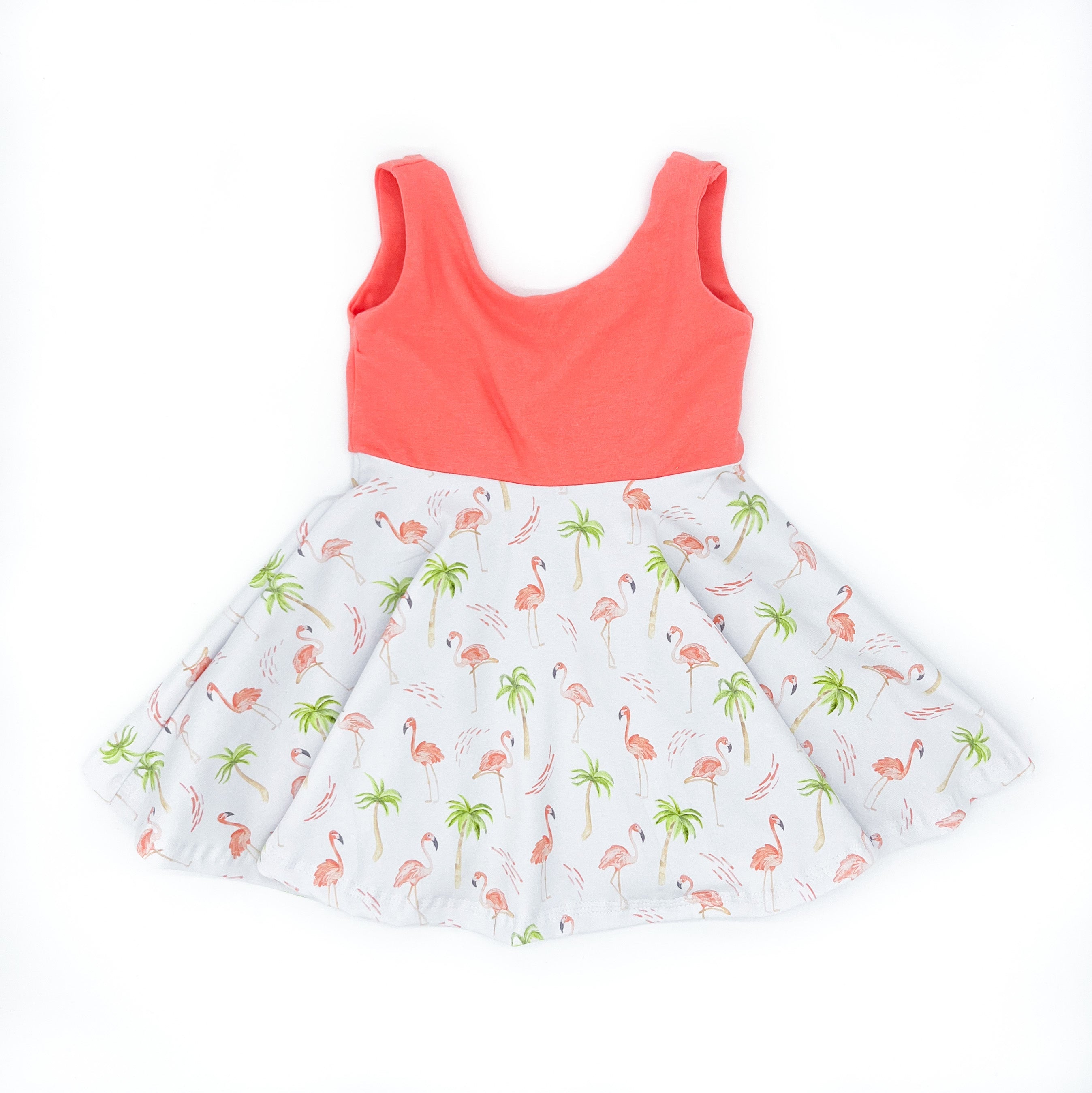 Peach Flamingo Twirl Dress (Peach Bodice) Dress doodle & jack
