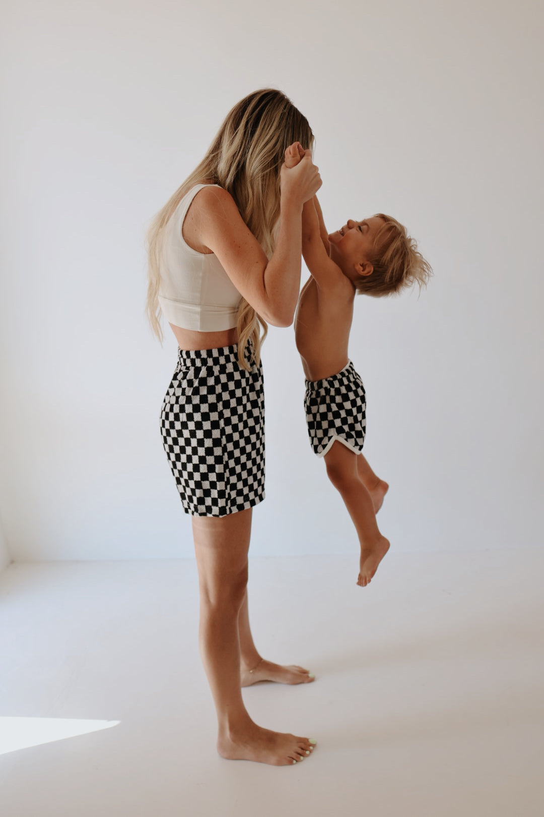 Women's Terry Shorts | Black + White Checkerboard
