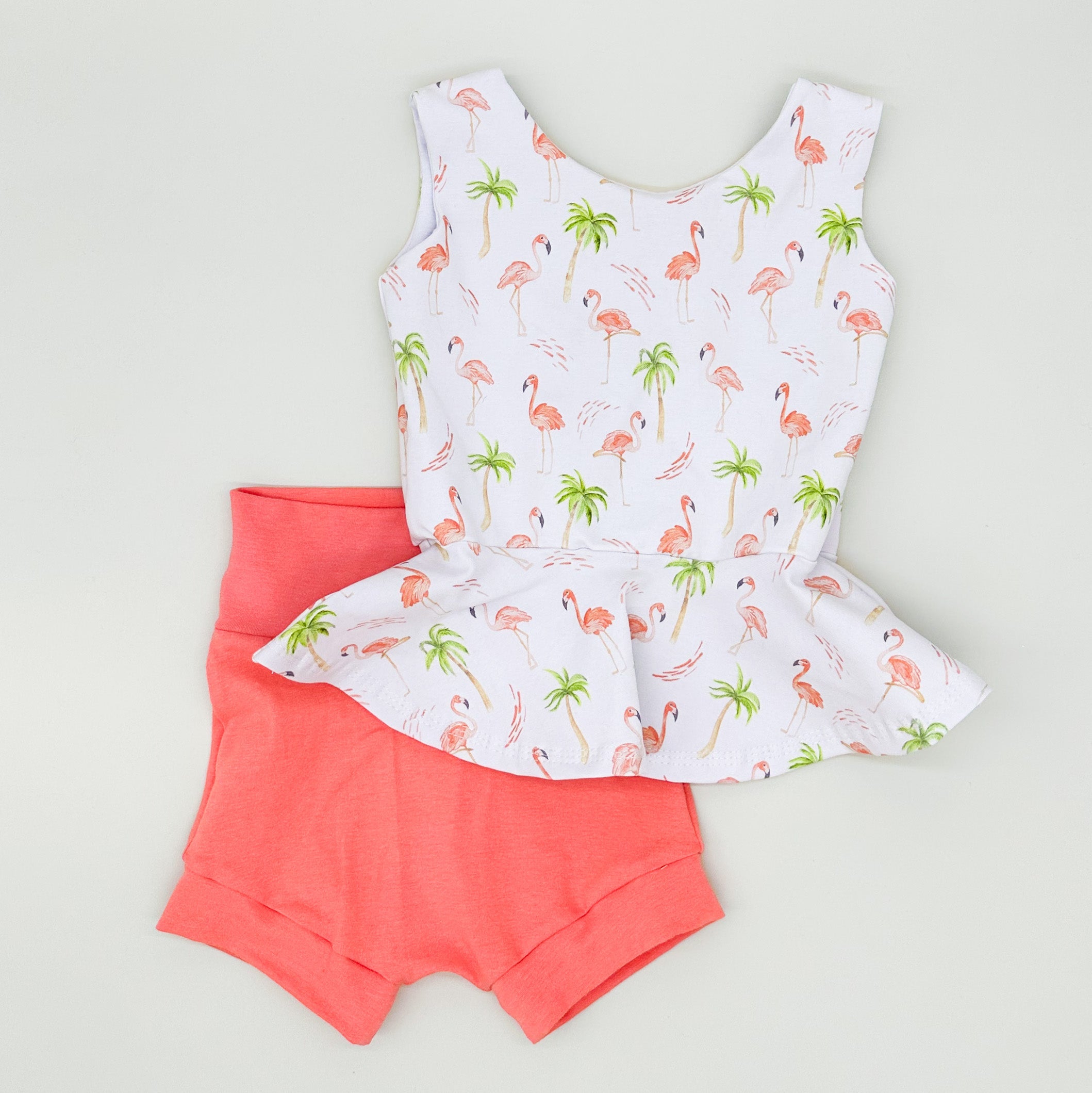 Peach Flamingo Peplum Top Tops doodle & jack
