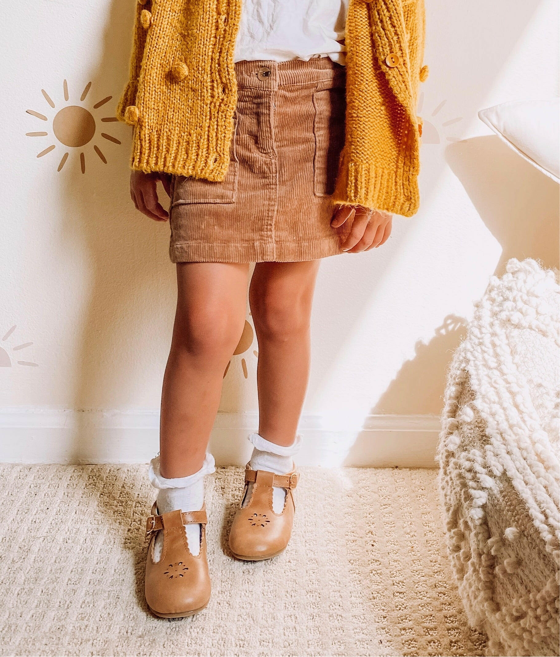 Leather Petal T-Bar | Color 'Aged Camel' | Hard Sole Consciously Baby
