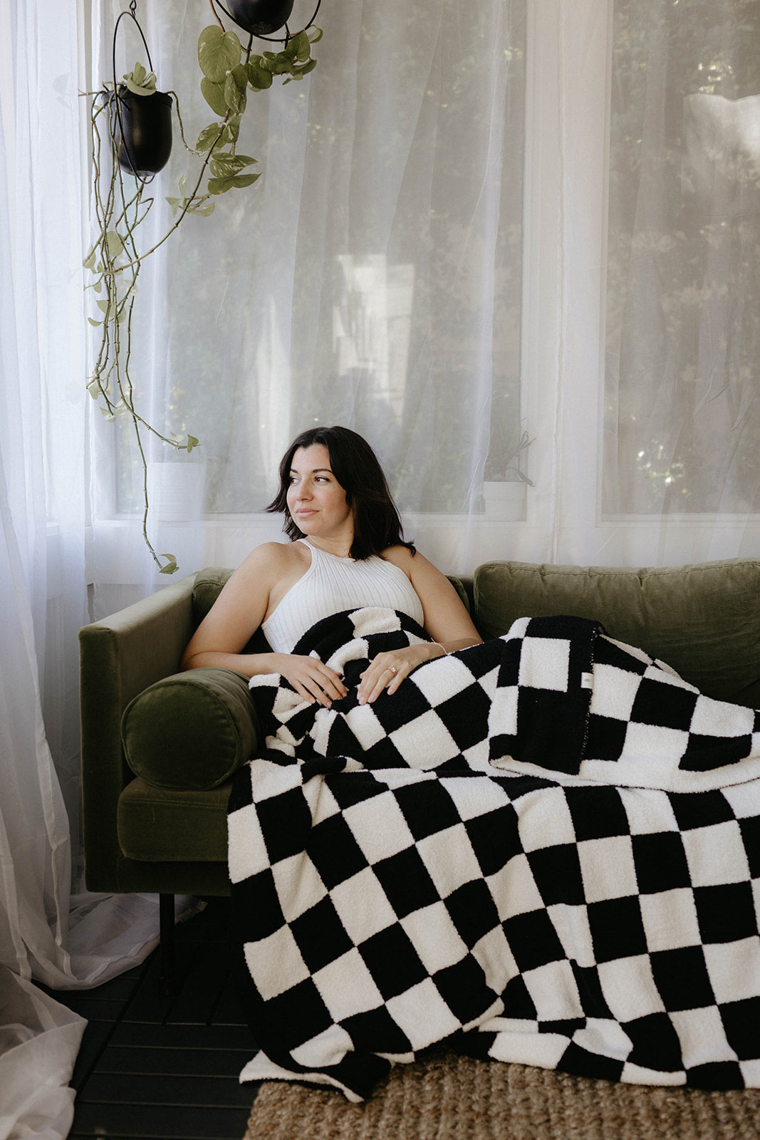 Plush Blanket | Black & White Checkerboard