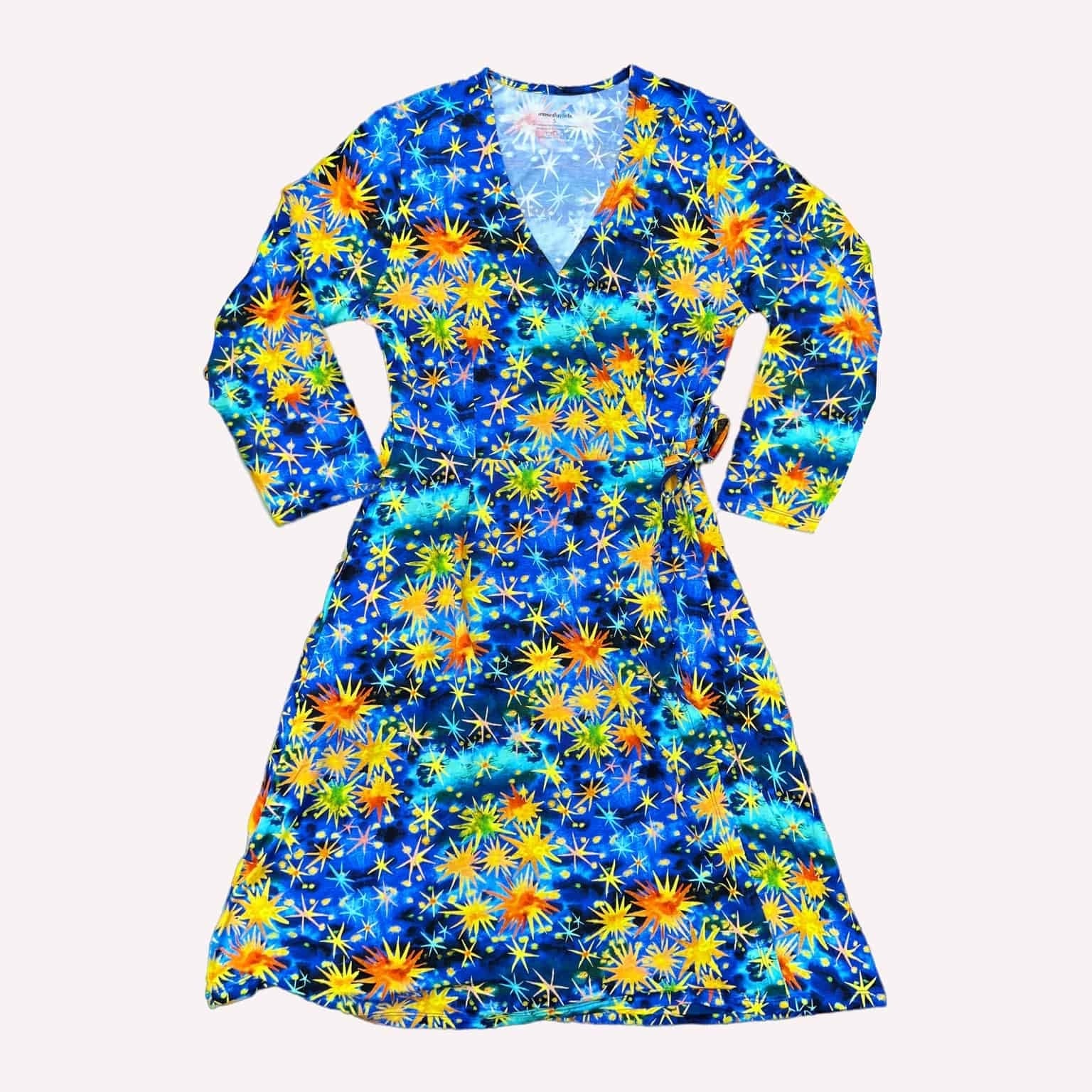Starry Starry Night Women's 3/4 Sleeve Wrap Dress