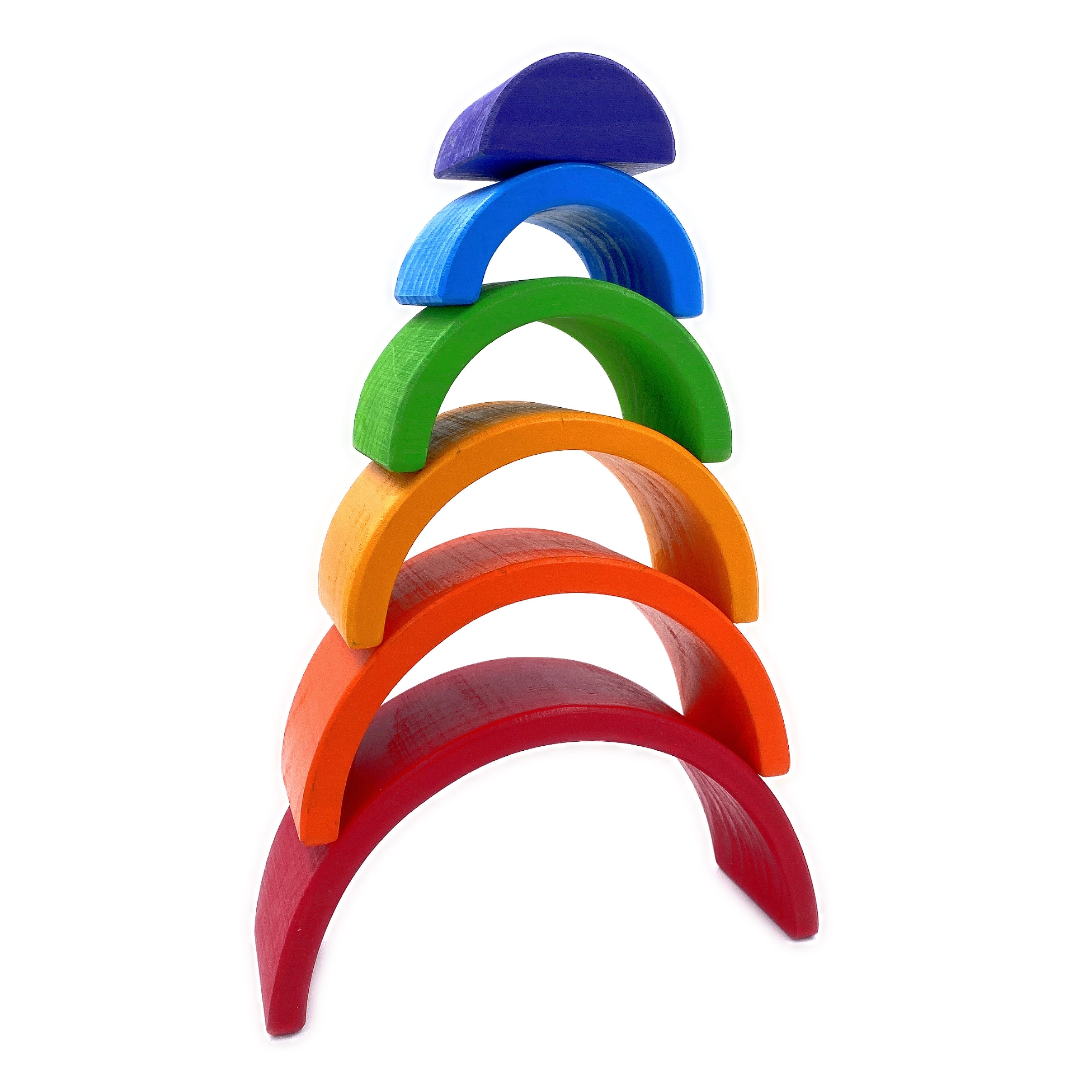 **Pre-order (Ships in 2-3 Weeks)**6 Pcs Small Rainbow Stacking Blocks in Primary Colors