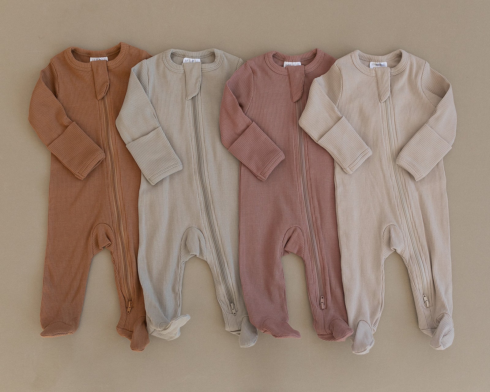 Dusty Rose Organic Cotton Ribbed Zipper Mebie Baby