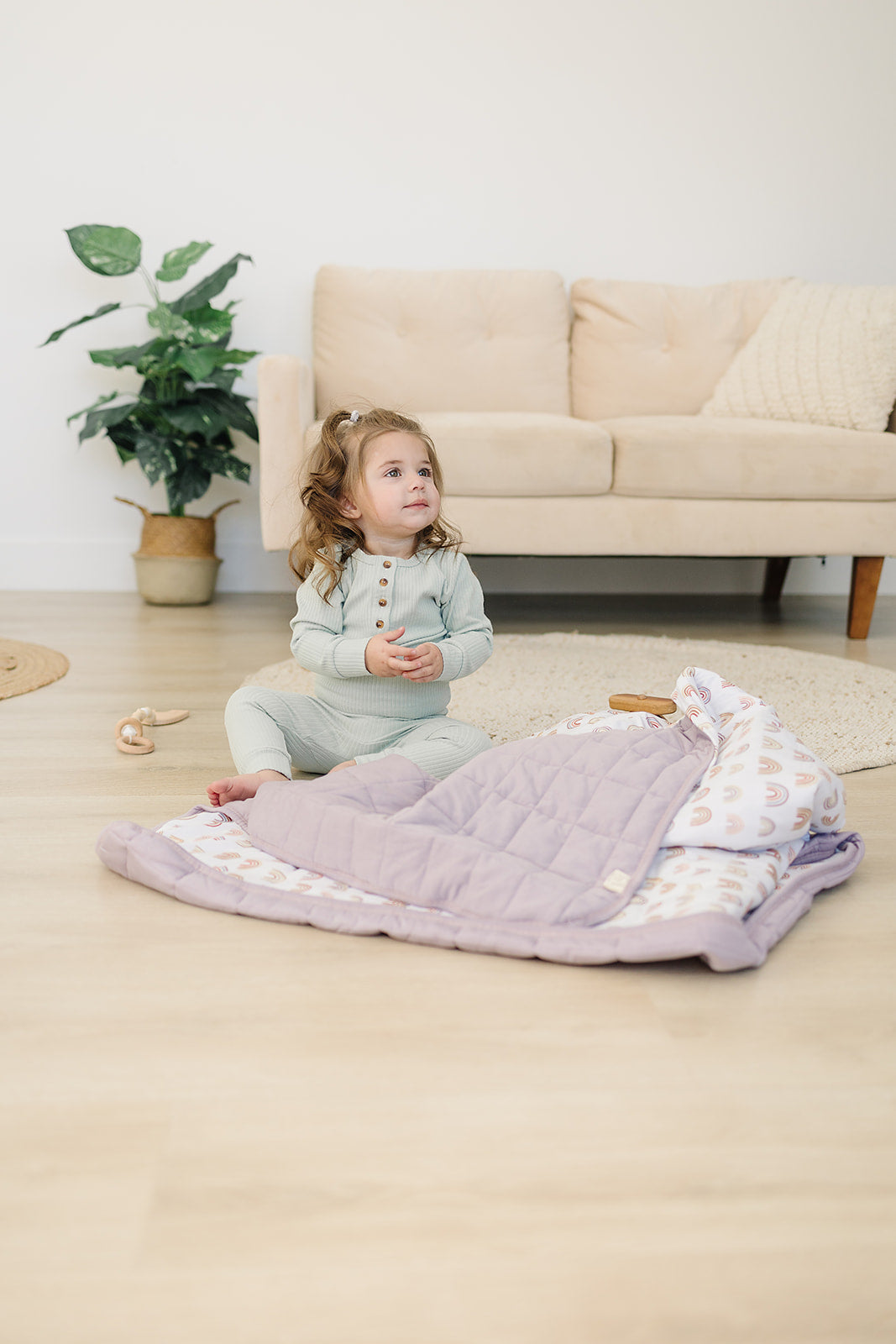 Bamboo Neutral Rainbow Toddler Blanket Toddler Blanket doodle & jack