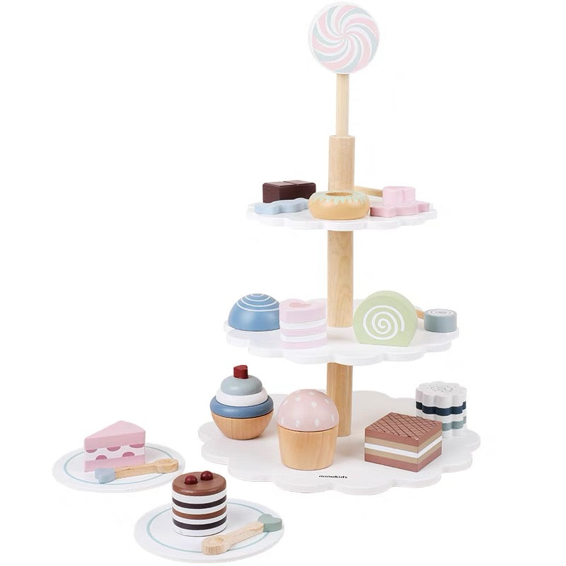 **Pre-order (Ships in 2-3 Weeks)**22-Piece Cake Pop Shop Wooden Pretend Dessert Bakery Play Set