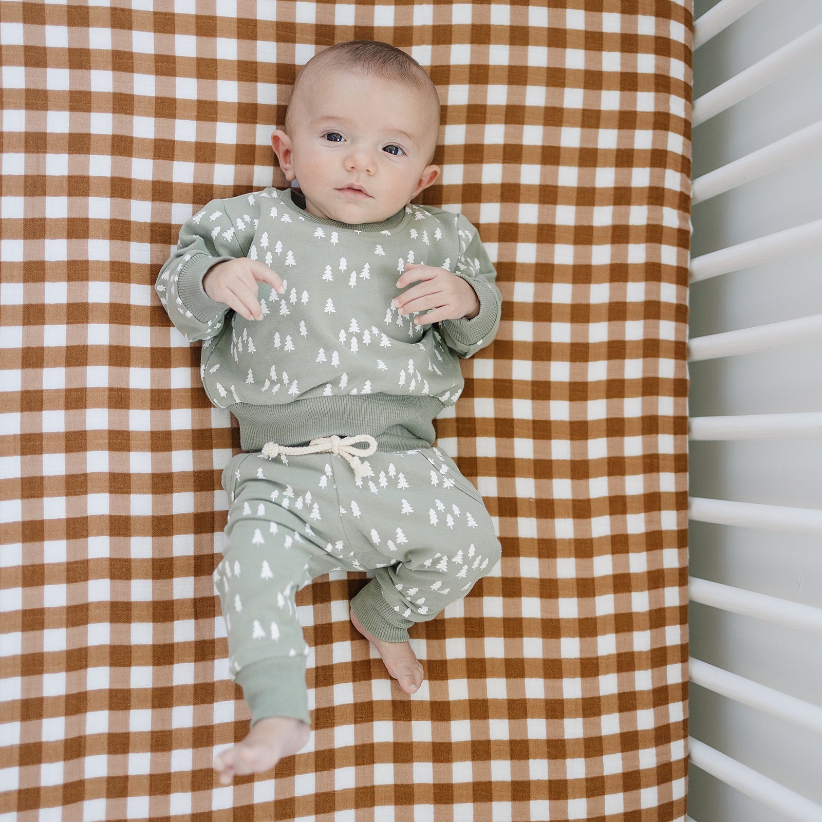 Gingham Muslin Crib Sheet Mebie Baby