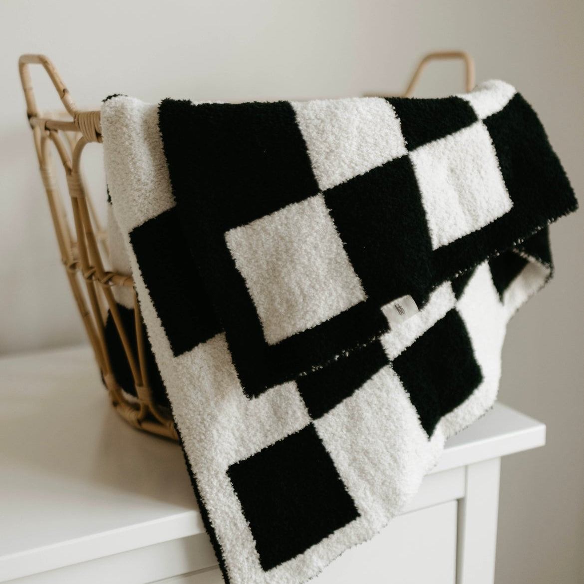 Plush Blanket | Black & White Checkerboard