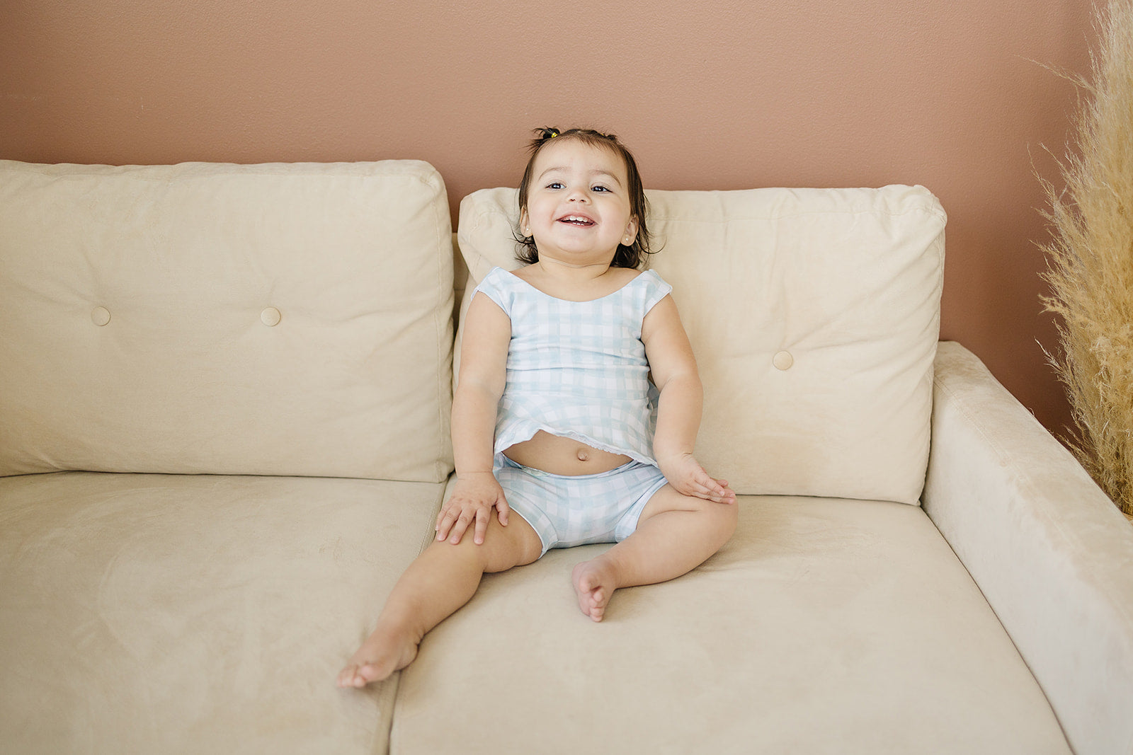 Steel Gingham Peplum Top Tops doodle & jack