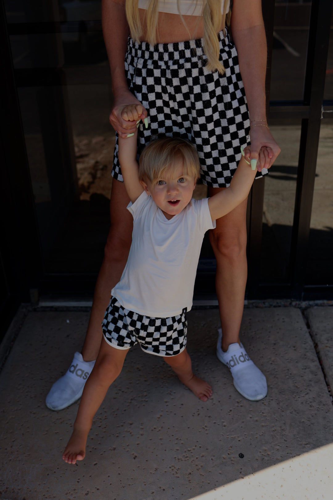 Women's Terry Shorts | Black + White Checkerboard