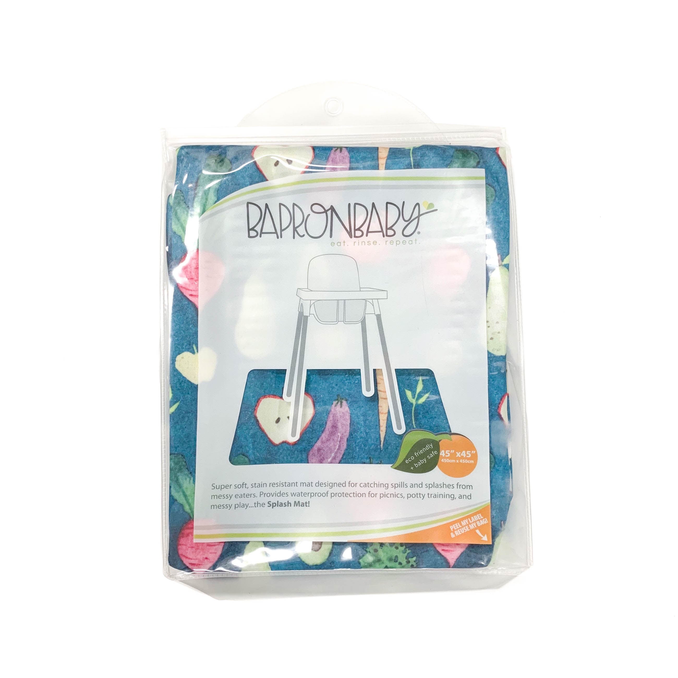 Organic Produce Splash Mat - A Waterproof Catch-All for Highchair Spills and More! BapronBaby