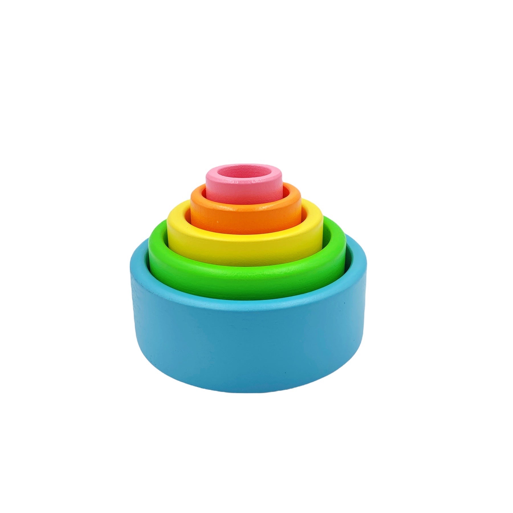 **Pre-order (Ships in 2-3 Weeks)**5 Pcs Wooden Stacking & Nesting Cup Bowl Set – Pastel / Macaron