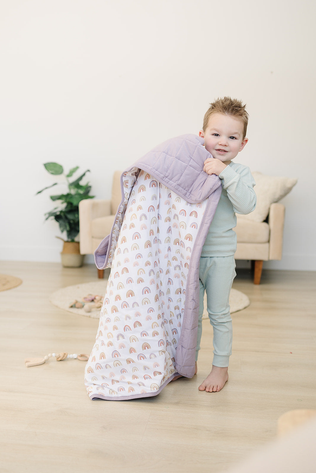 Bamboo Neutral Rainbow Toddler Blanket Toddler Blanket doodle & jack