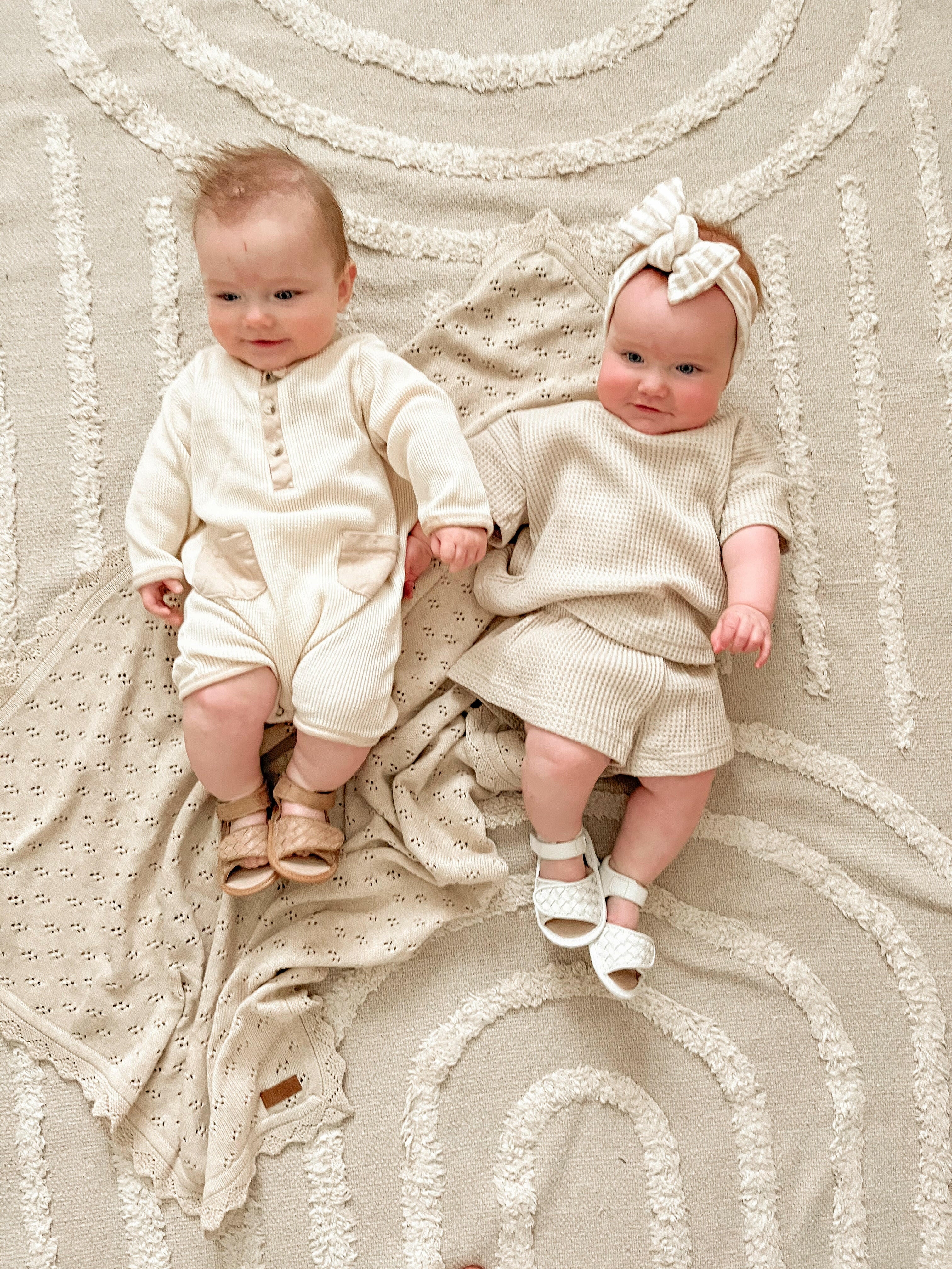 Leather Woven Sandal | Color 'Cotton' | Soft Sole  Consciously Baby