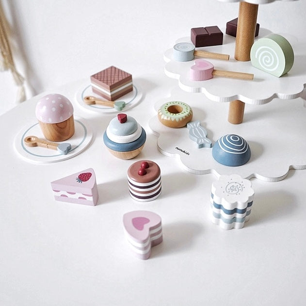 **Pre-order (Ships in 2-3 Weeks)**22-Piece Cake Pop Shop Wooden Pretend Dessert Bakery Play Set
