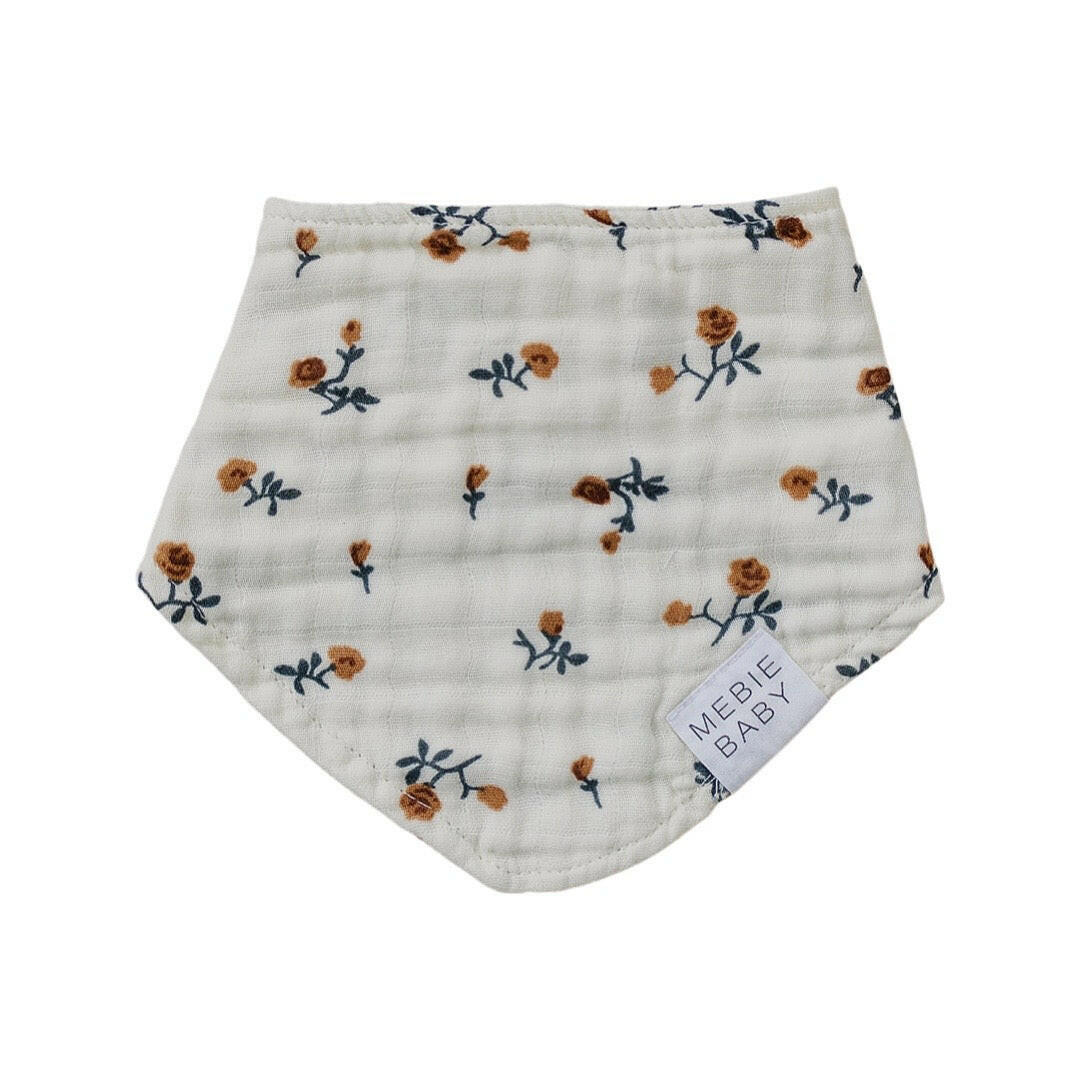 Cream Floral Muslin Bib Mebie Baby