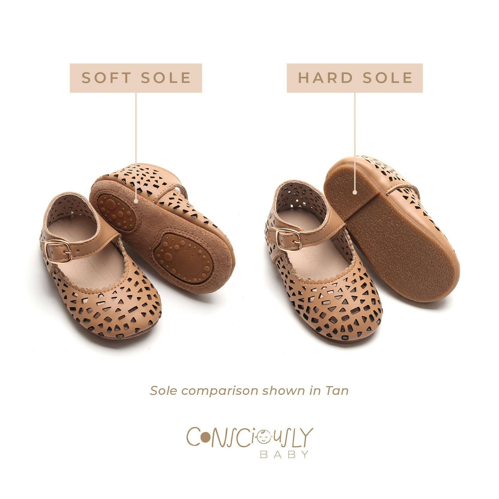 Leather Boho Mary Janes | Color 'Cotton' Consciously Baby