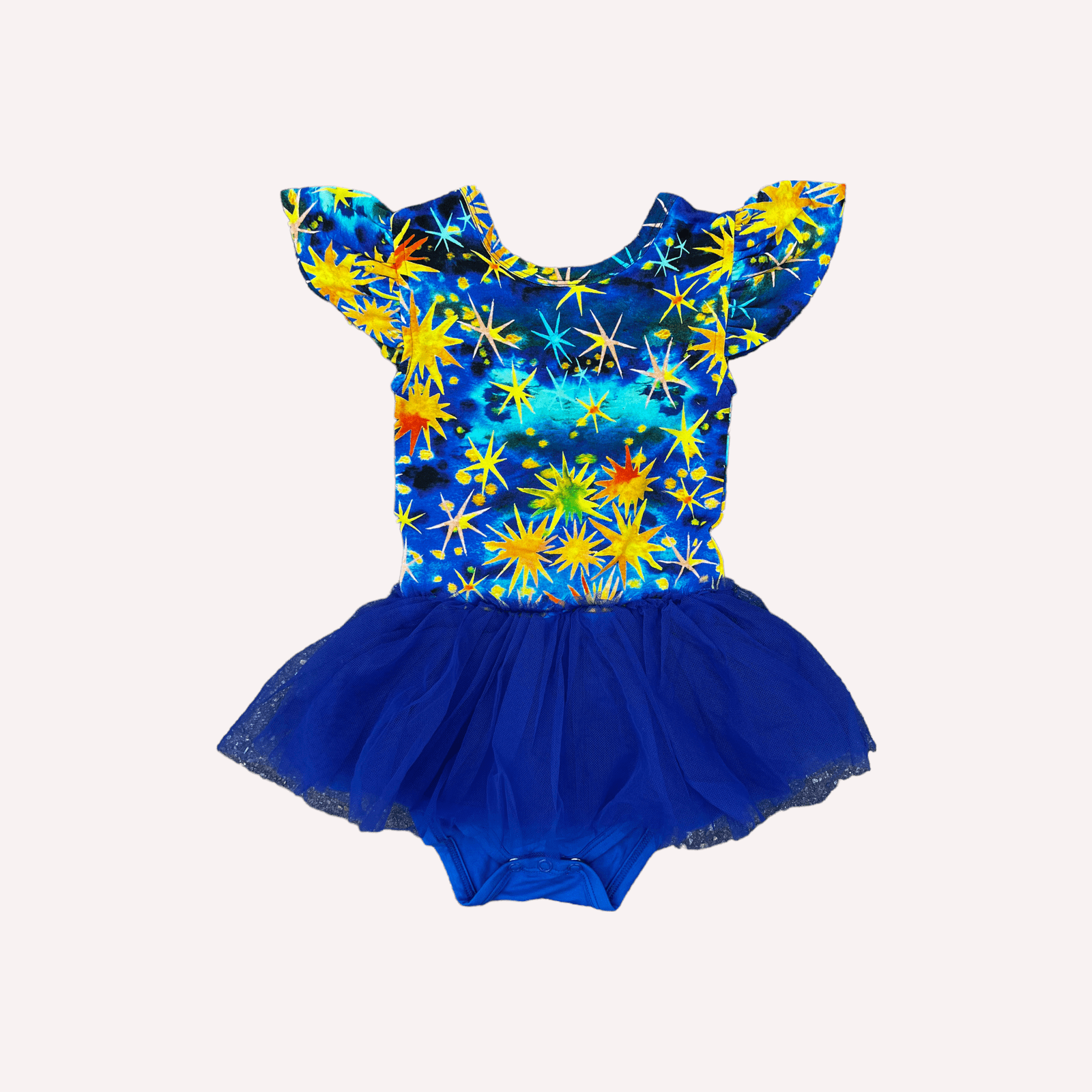 Starry Starry Night Ruffle Cap Sleeve Party Leotard Dress