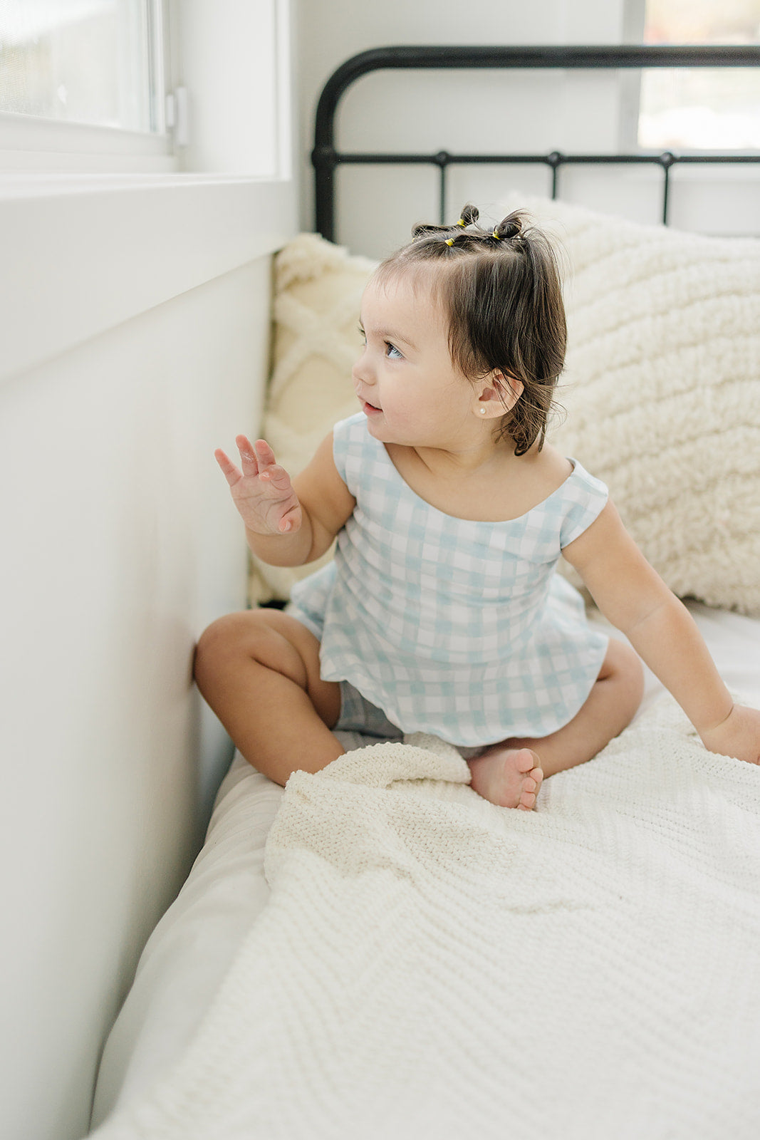 Steel Gingham Peplum Top Tops doodle & jack