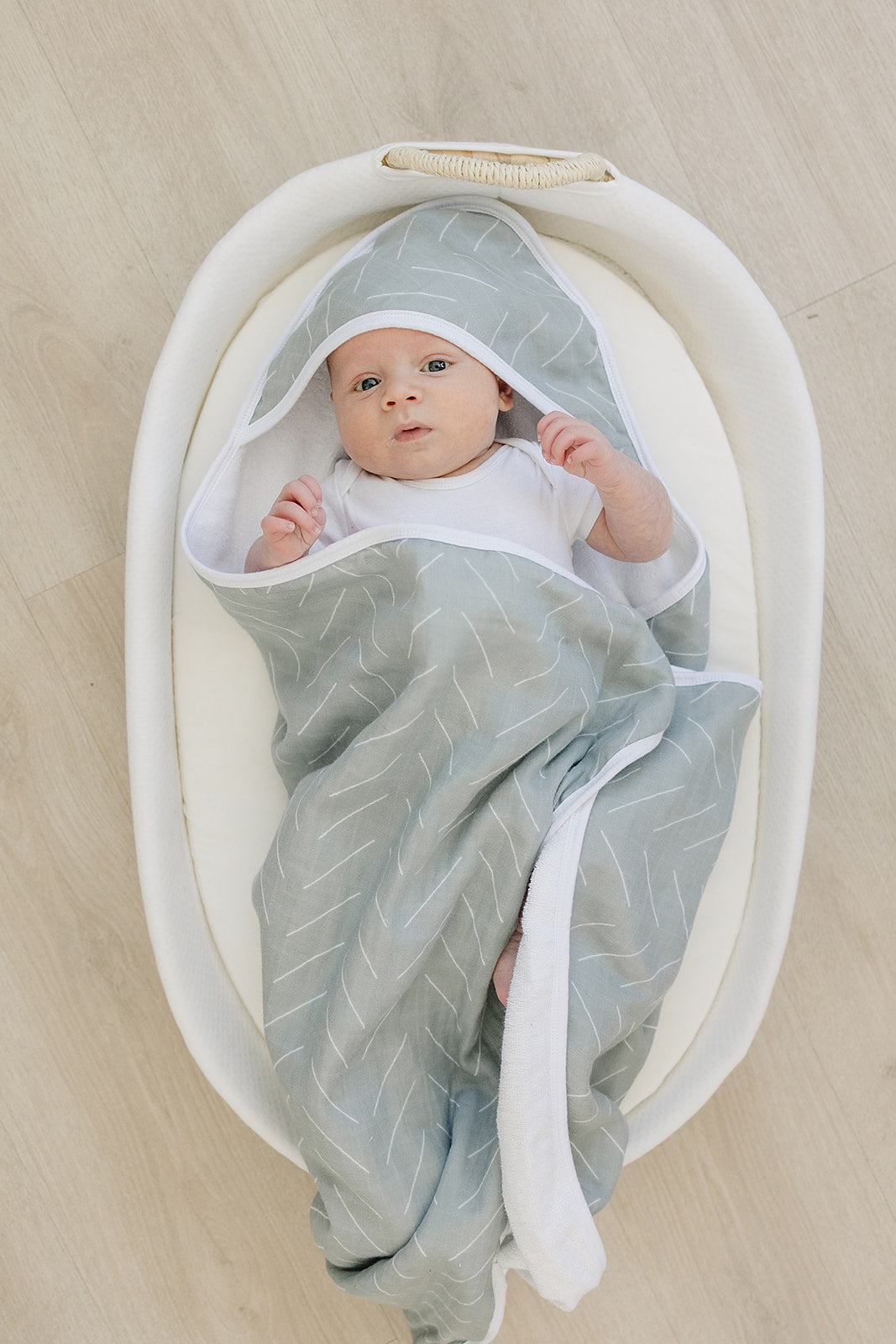 Desert Sage Muslin Hooded Towel Mebie Baby
