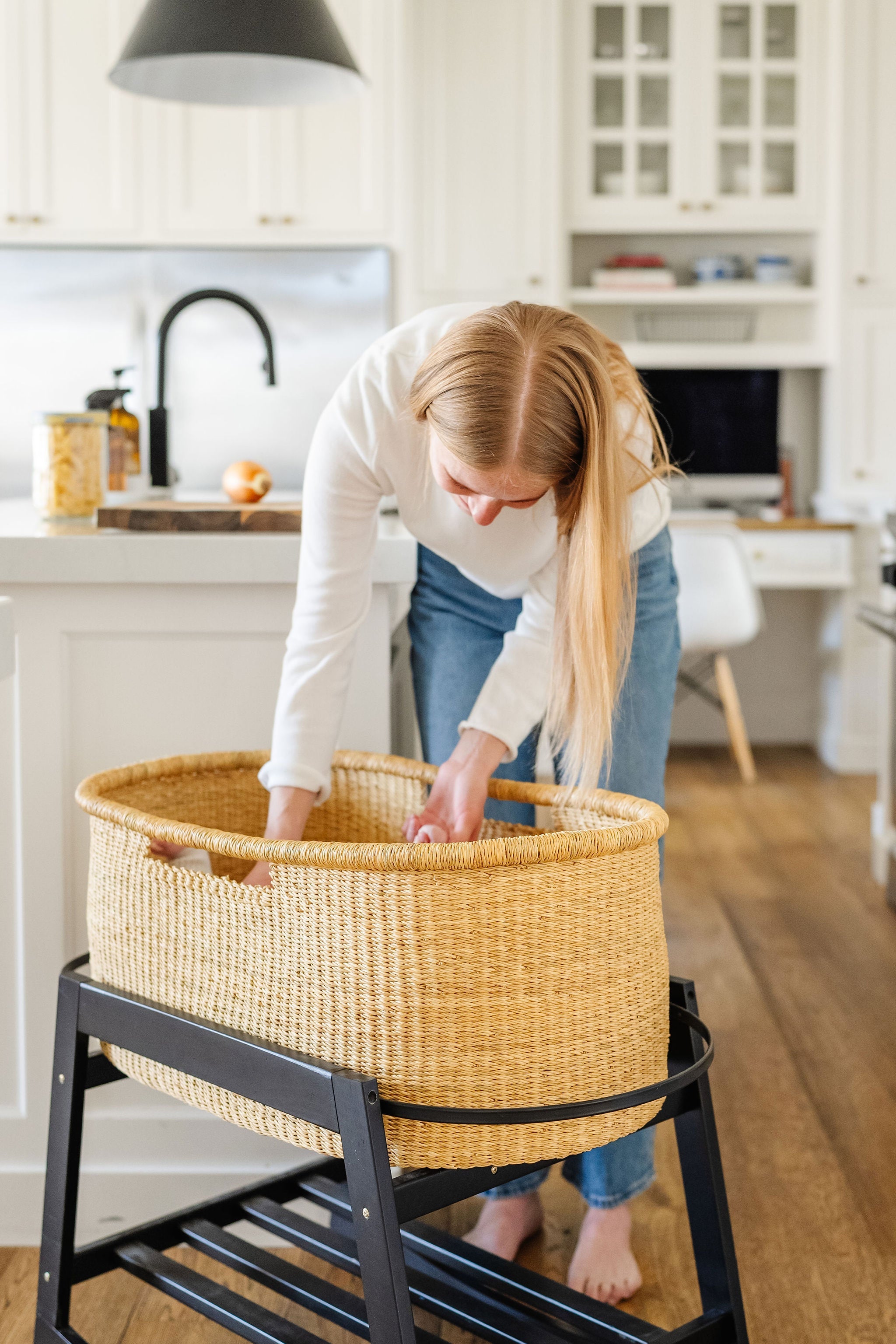 preorder * ships end of may * Inset Handle No Hood Moses Basket