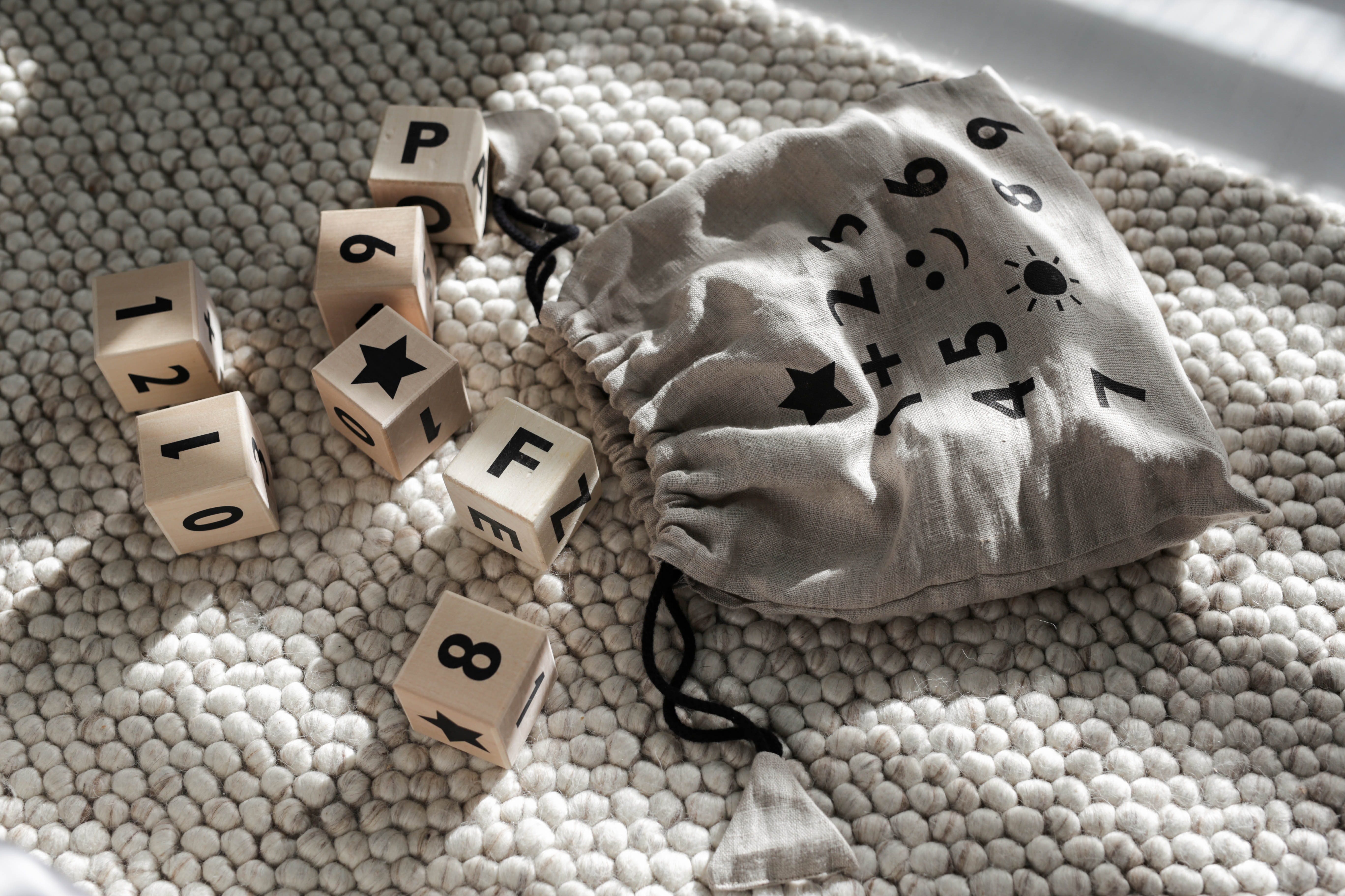 Wooden Math Blocks in Black - Wood