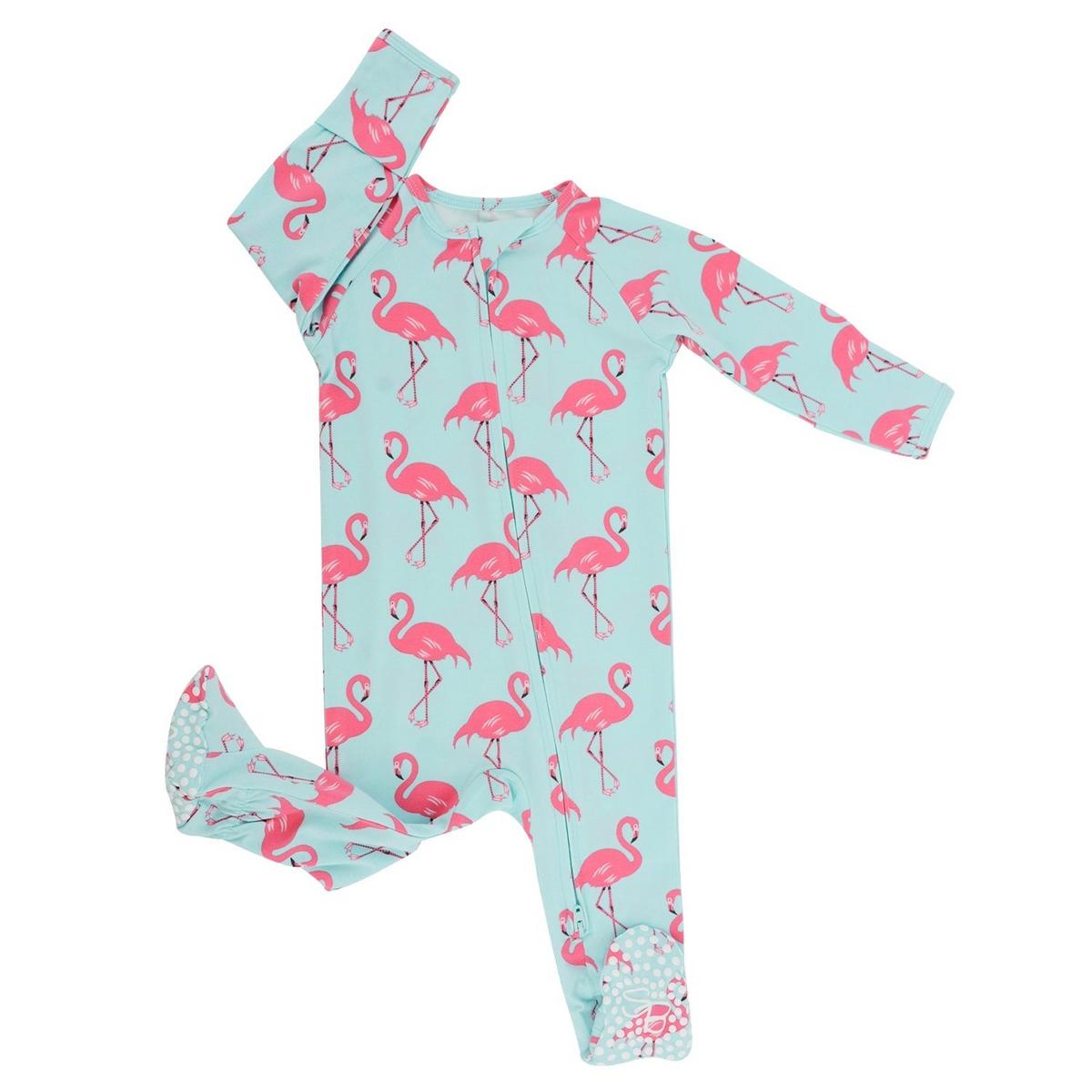 Zipper Footie - Flamingo Aqua