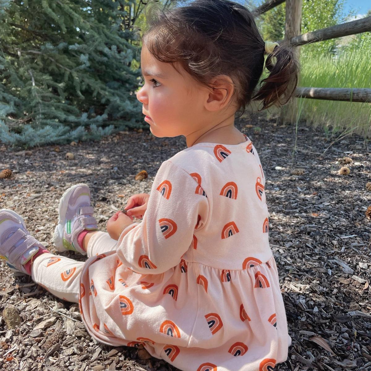 Rainbow Kid Dress - Soft Pink/multi