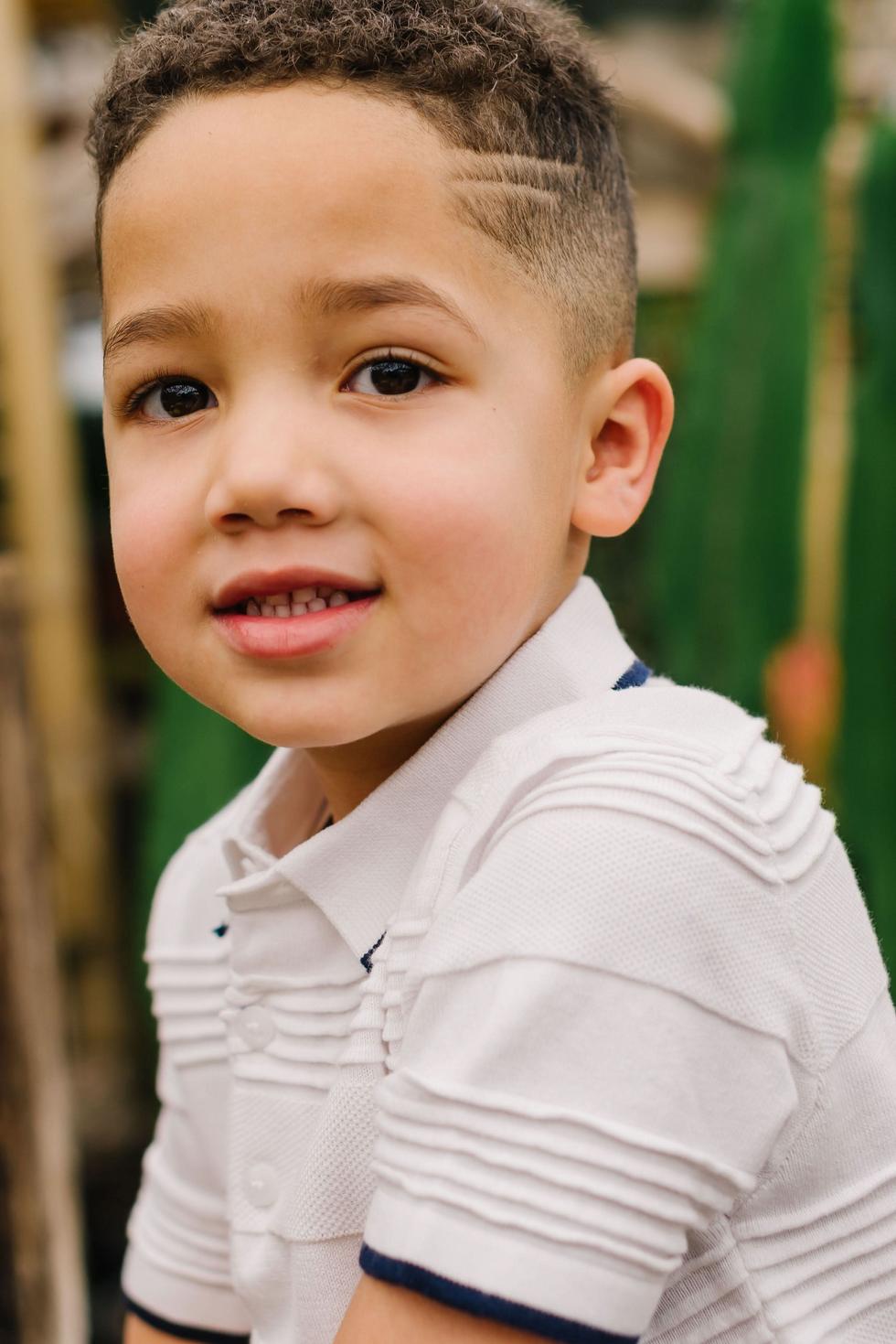 Baby Short Sleeve Sweater Polo - White Textured Stripe