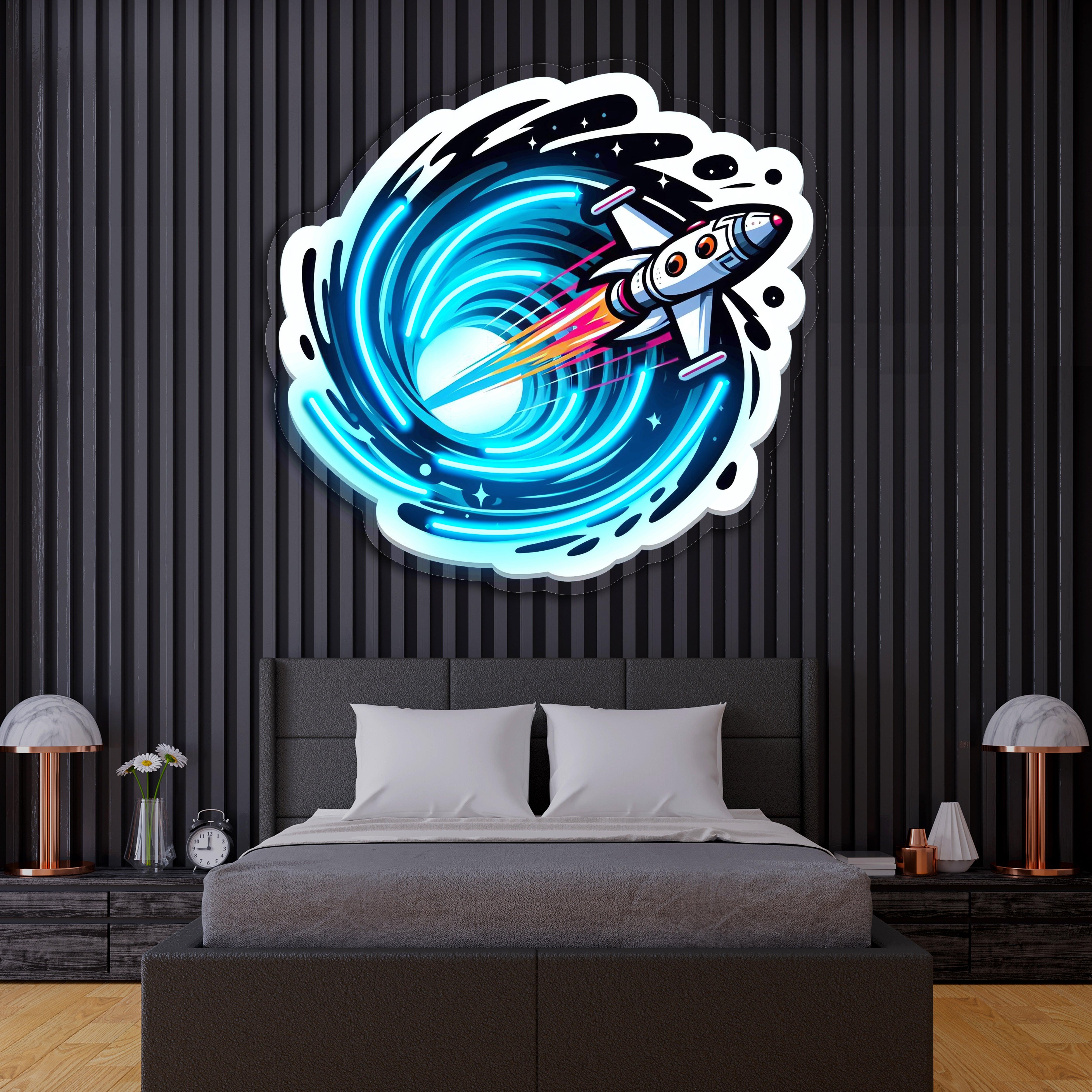 Space Jet UV Printed Neon, Neon Wall Art, Neon Light Sign, Custom Neon Sign, UV Print Neon Sign, Acrylic Neon Sign, Housewarming Gifts