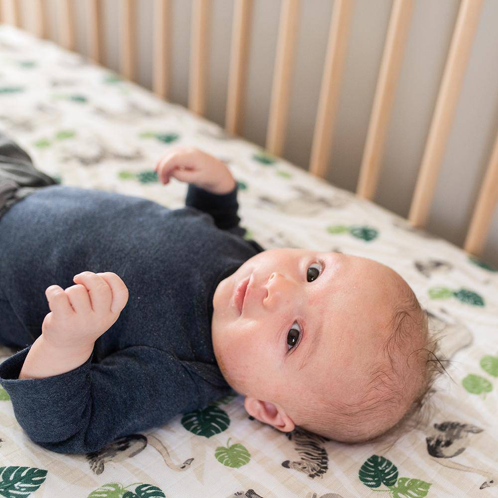 Jungle Classic Muslin Crib Sheet Crib Sheet Bebe au Lait