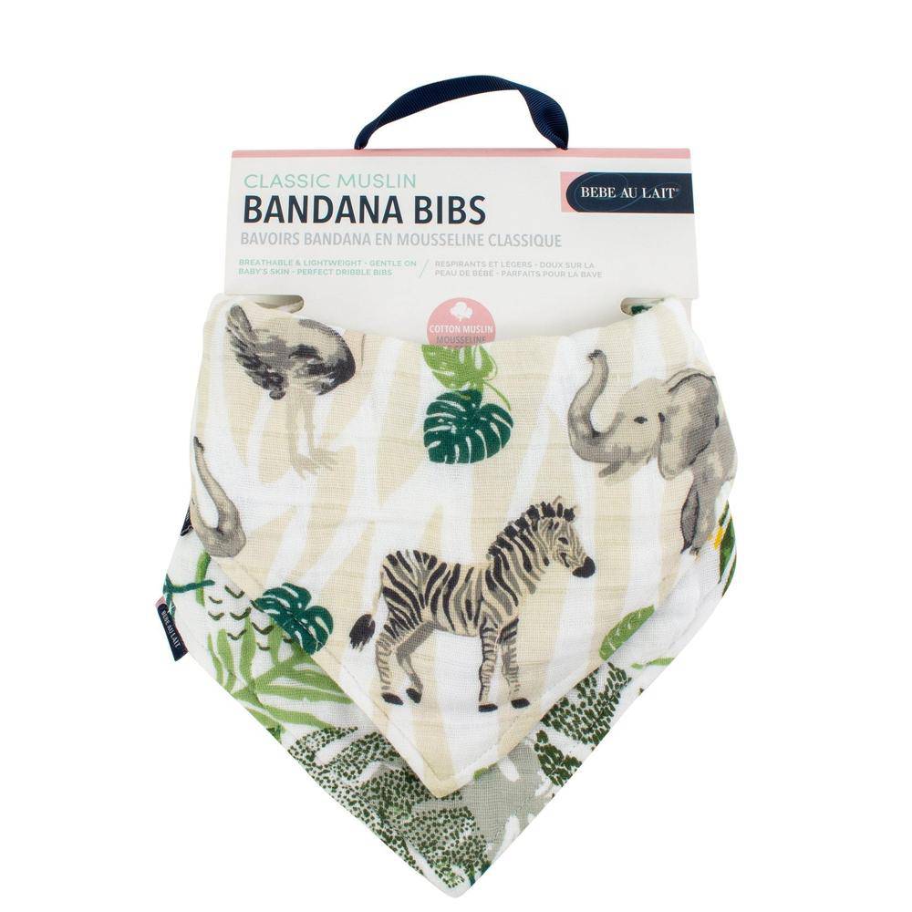 Jungle + Rainforest Classic Muslin Bandana Bib Set Bib Bebe au Lait