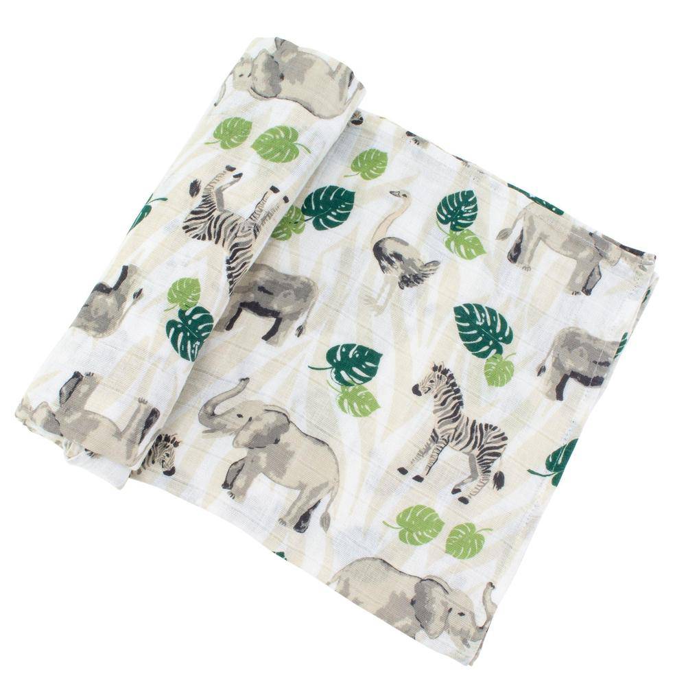Muslin Swaddle Blanket Set Premium Cotton Jungle + Rainforest Swaddle Blanket Bebe au Lait