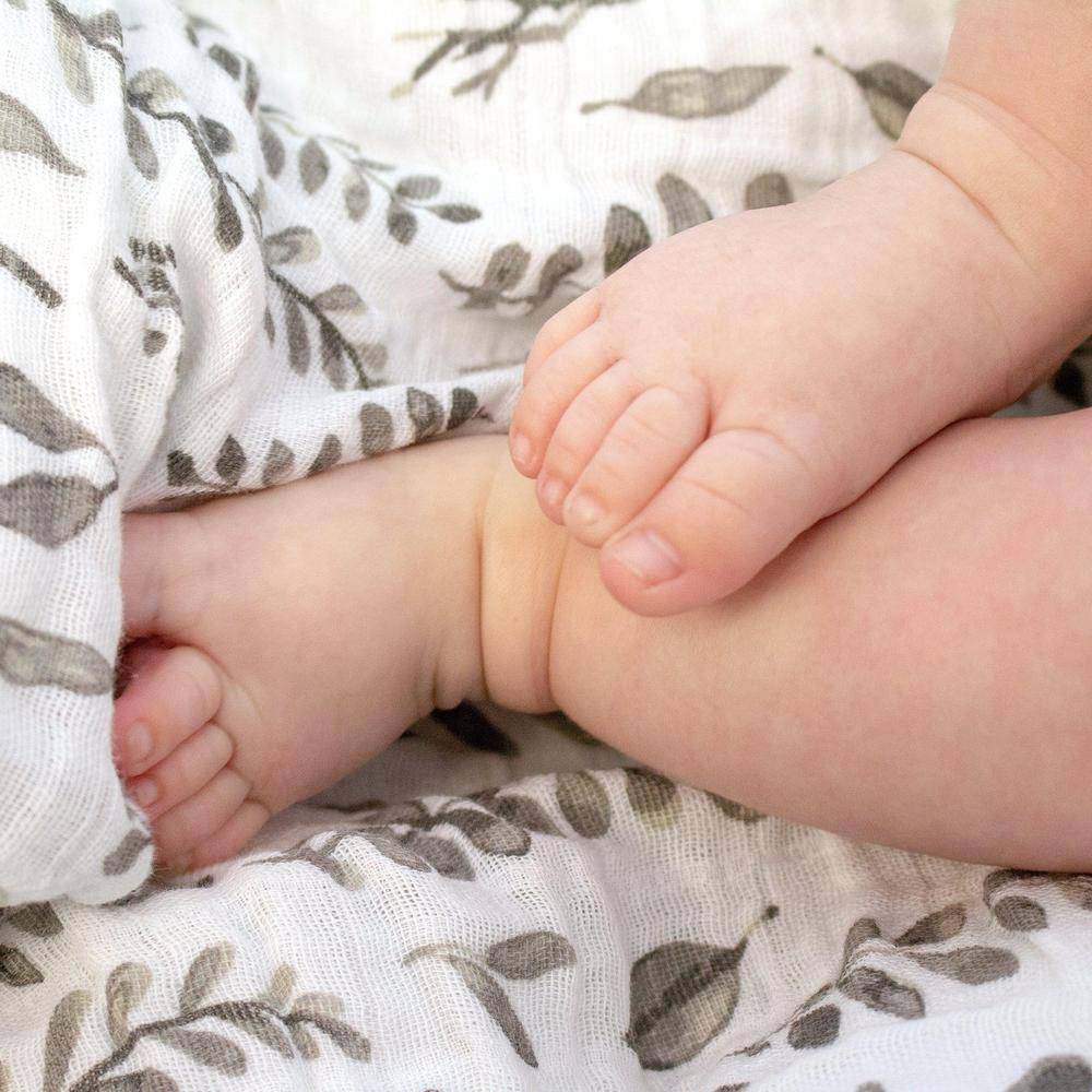 Muslin Swaddle Blanket Set Premium Cotton Just Be + Leaves Swaddle Blanket Bebe au Lait