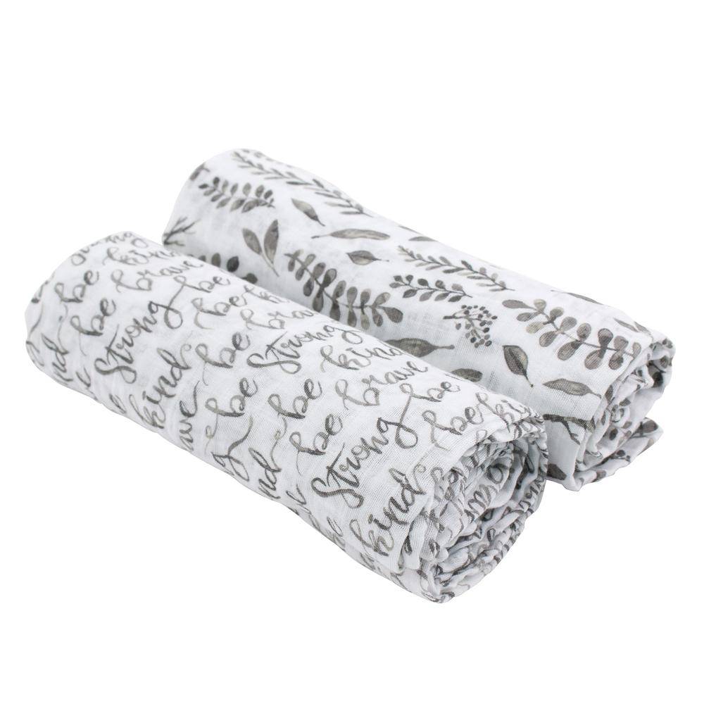 Muslin Swaddle Blanket Set Premium Cotton Just Be + Leaves Swaddle Blanket Bebe au Lait