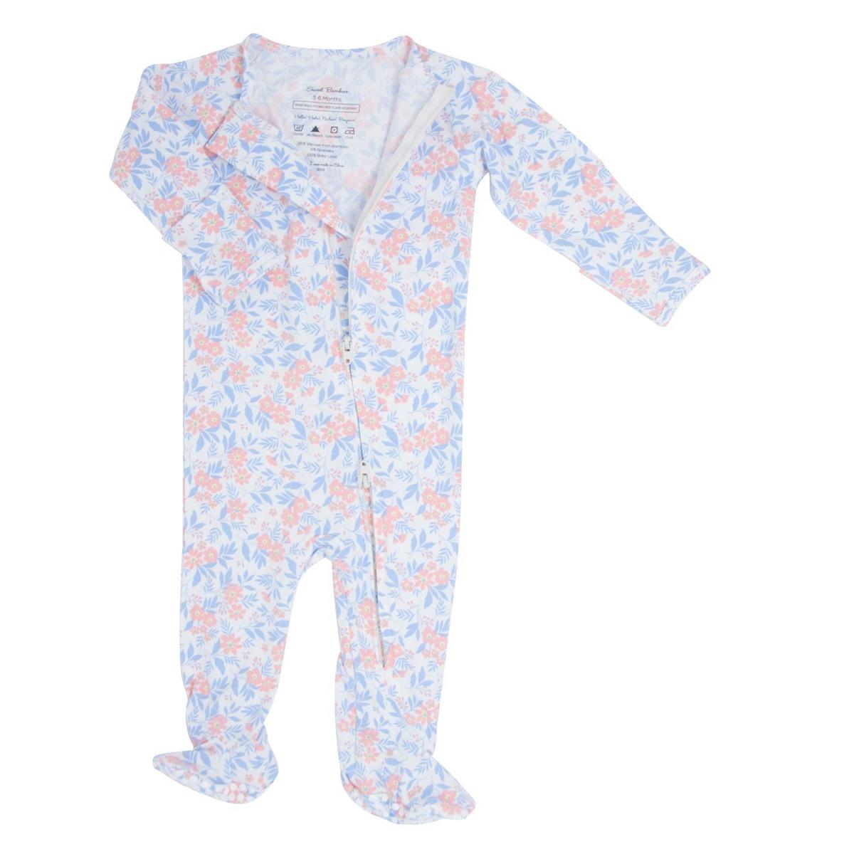 Zipper Footie - Vintage Flower Pink