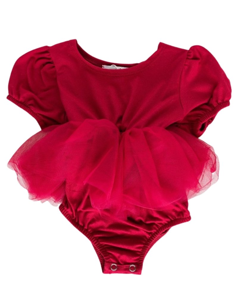 Kami Puff Sleeve Tutu Romper - Wine